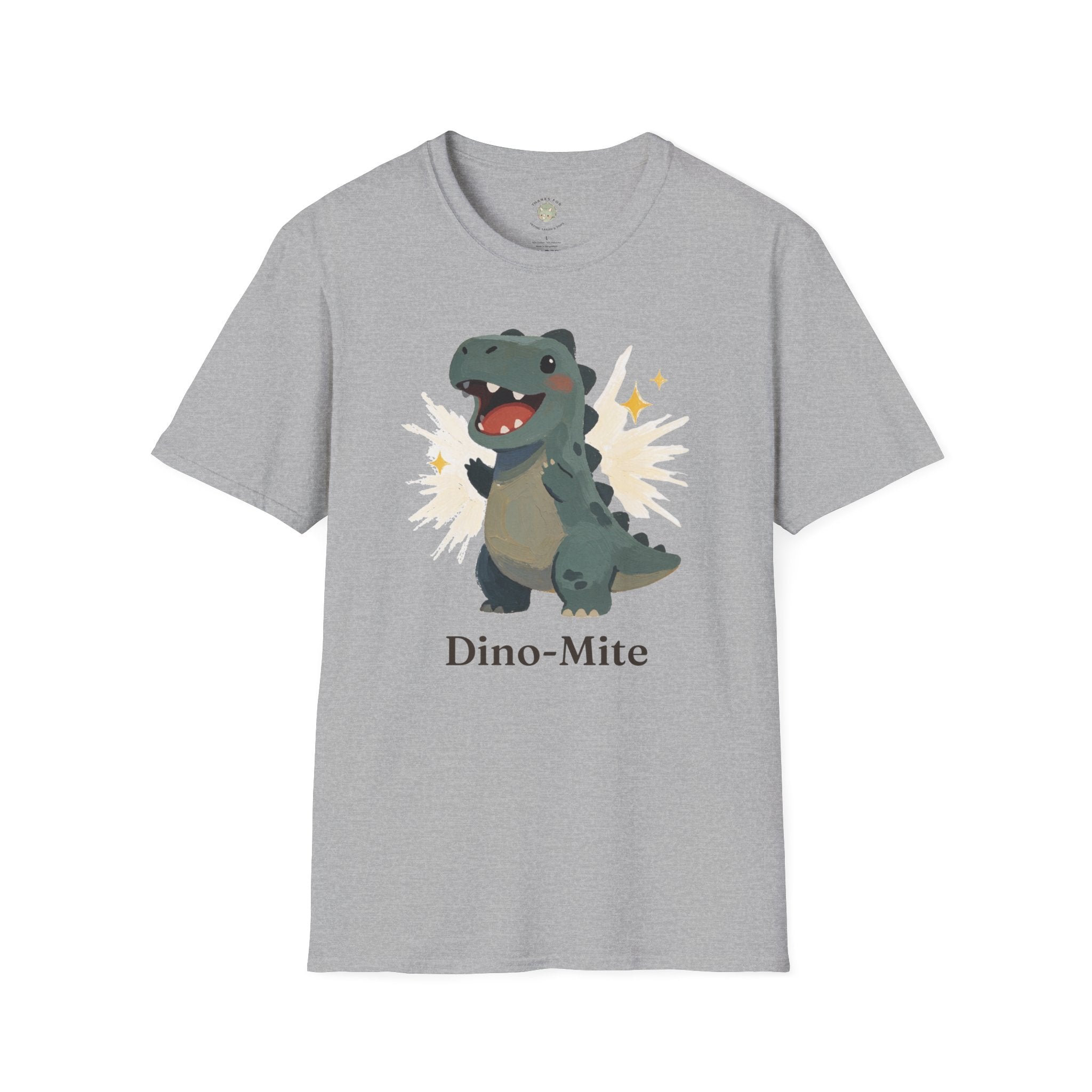 Dino-Mite T-Shirt — Cute Cheerful Dinosaur Pun Graphic Tee