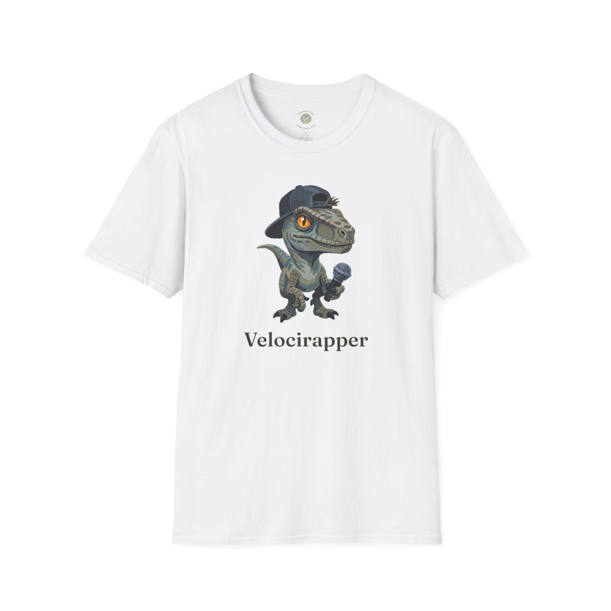 Velocirapper T-Shirt — Funny Rapper Raptor Dinosaur Graphic Tee