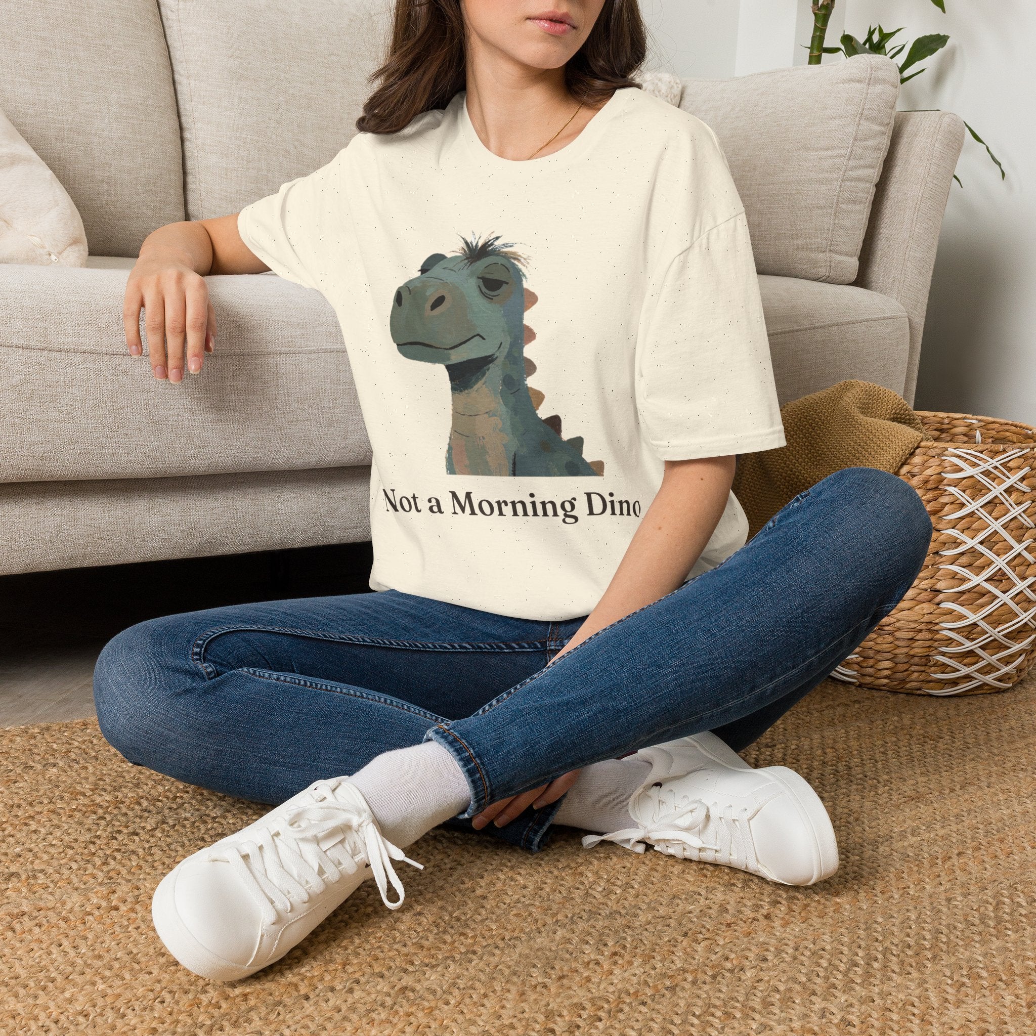 Not a Morning Dino T-Shirt — Funny Sleepy Dinosaur Graphic Tee