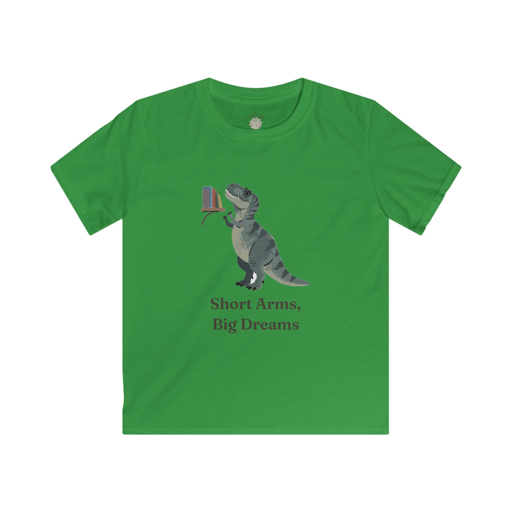 Kids Short Arms, Big Dreams T-Shirt — Funny Motivational T-Rex Graphic Tee