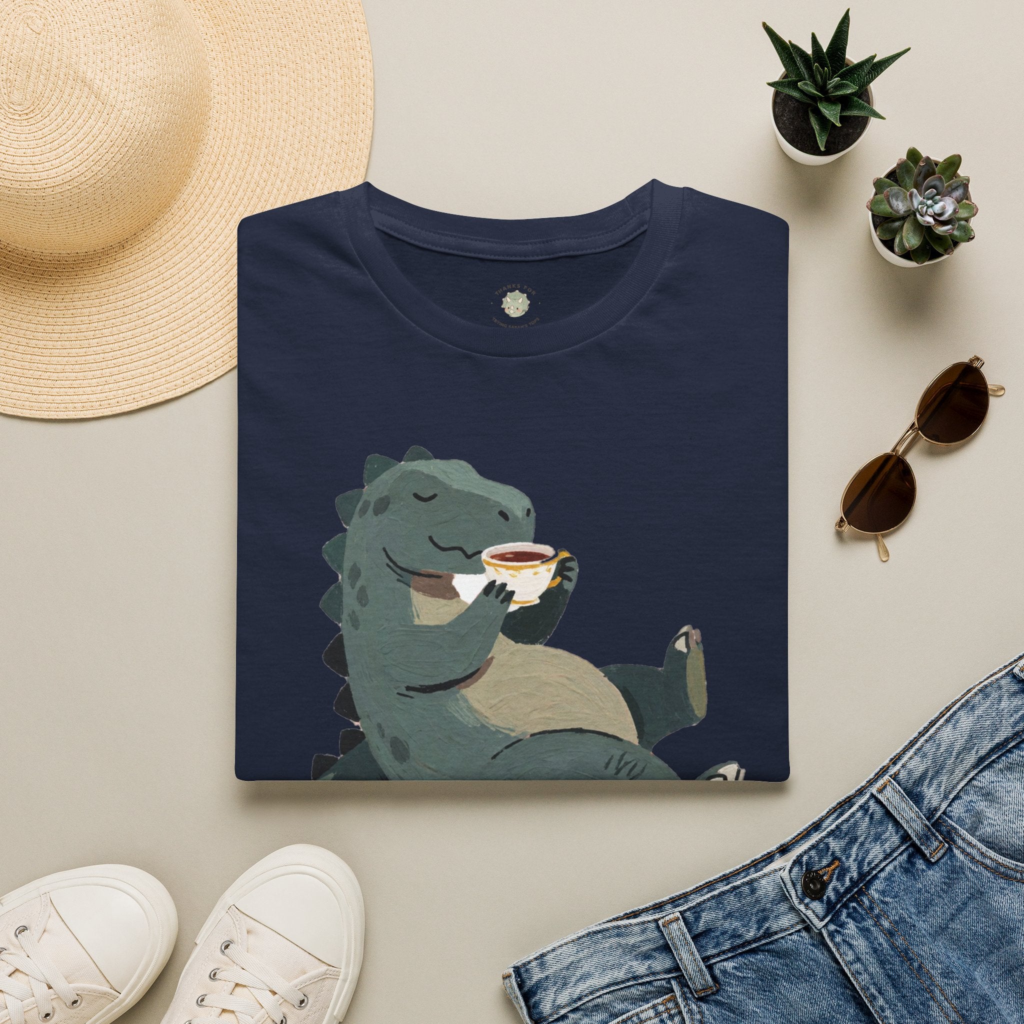 Sip Happens T-Shirt — Funny Dinosaur Coffee Tea Graphic Tee