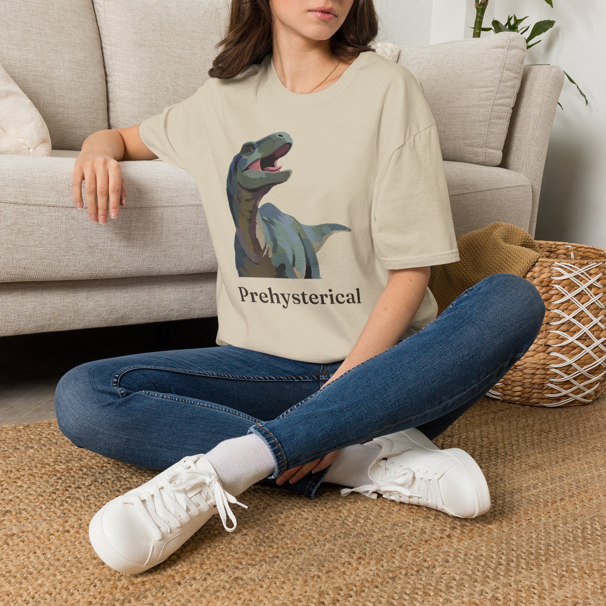 Prehysterical T-Shirt — Funny Laughing Dinosaur Pun Graphic Tee