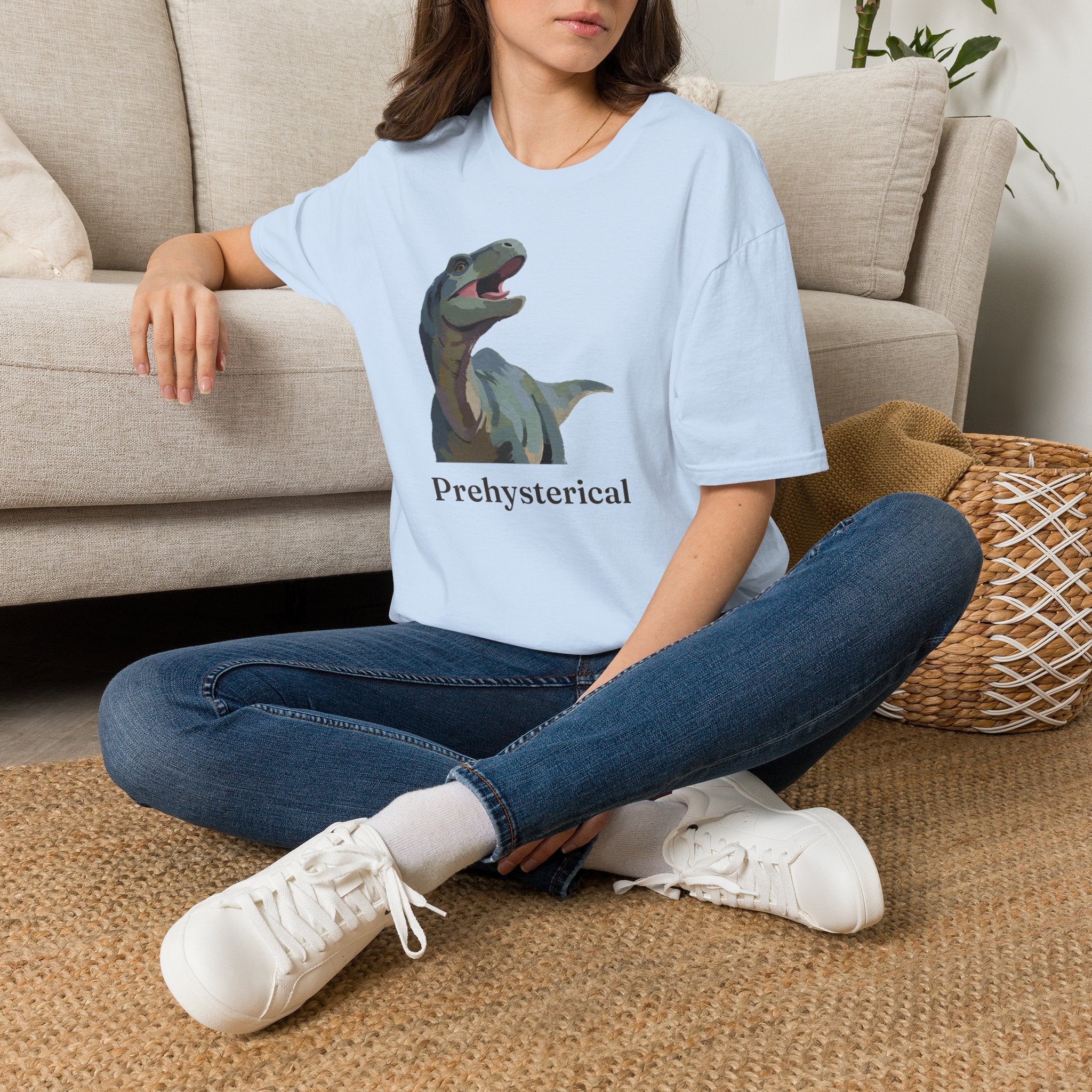 Prehysterical T-Shirt — Funny Laughing Dinosaur Pun Graphic Tee