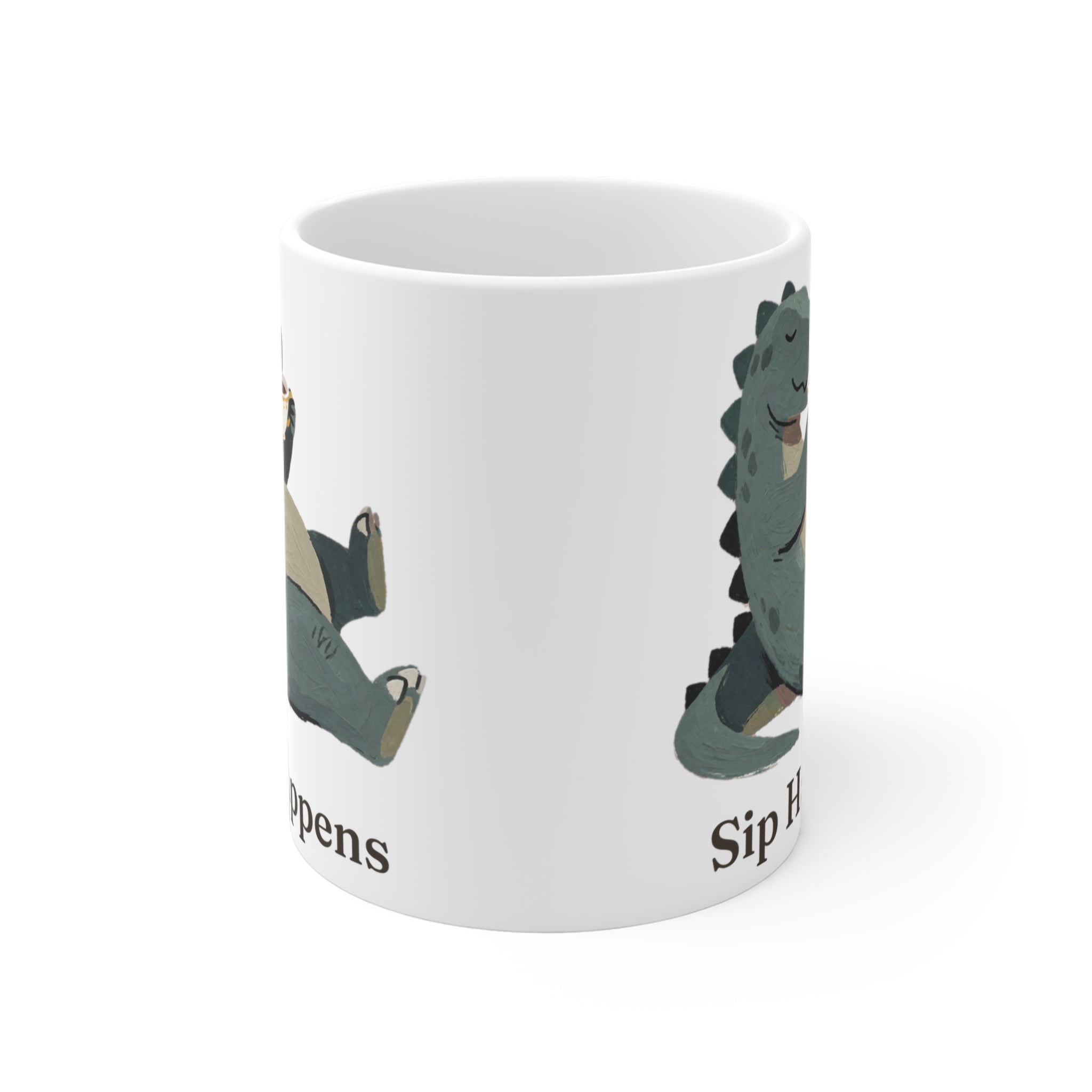 Sip Happens Mug — Funny Dinosaur Coffee Tea Ceramic Mug