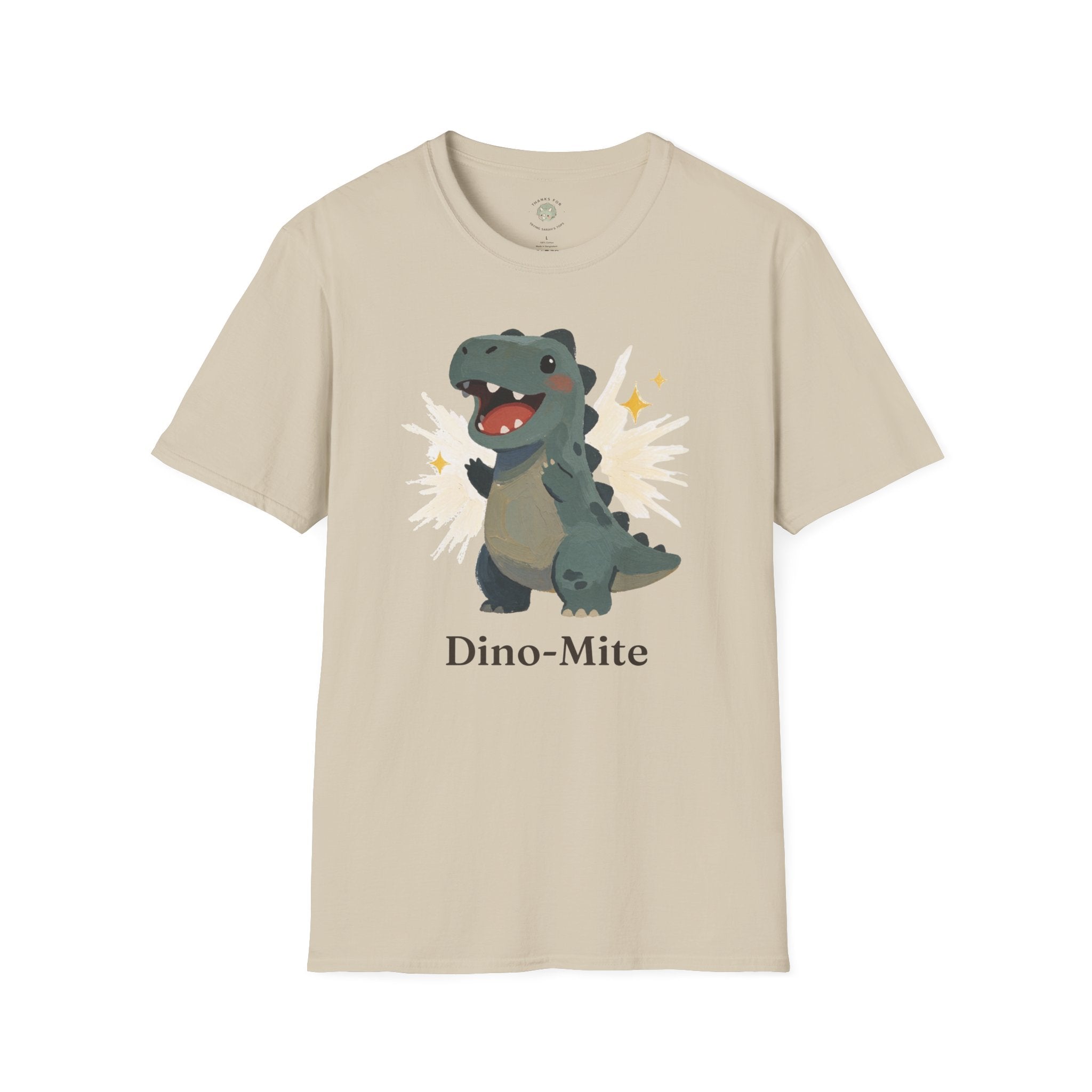 Dino-Mite T-Shirt — Cute Cheerful Dinosaur Pun Graphic Tee