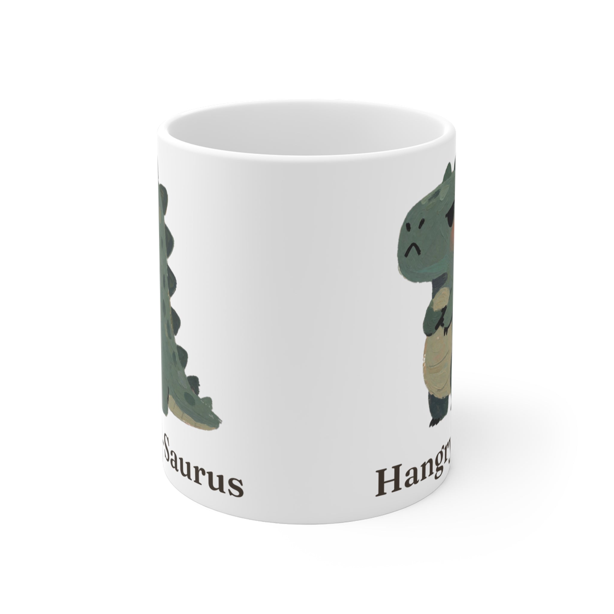 Hangry-Saurus Mug — Funny Hungry Grumpy Dinosaur Ceramic Mug