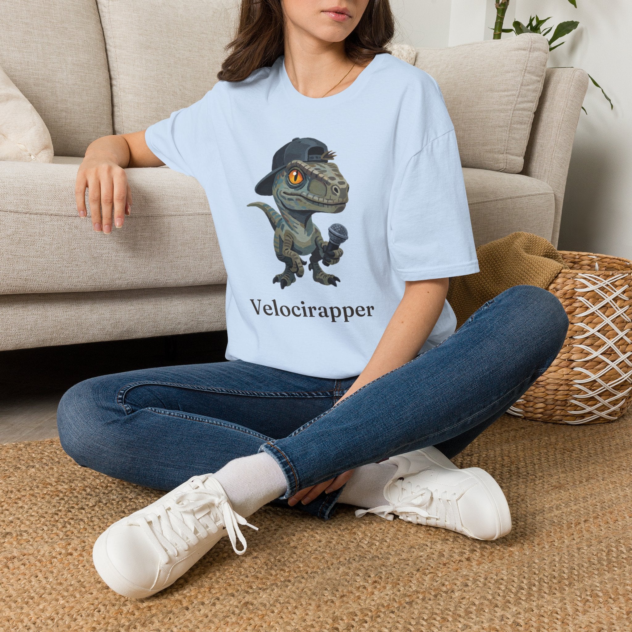 Velocirapper T-Shirt — Funny Rapper Raptor Dinosaur Graphic Tee