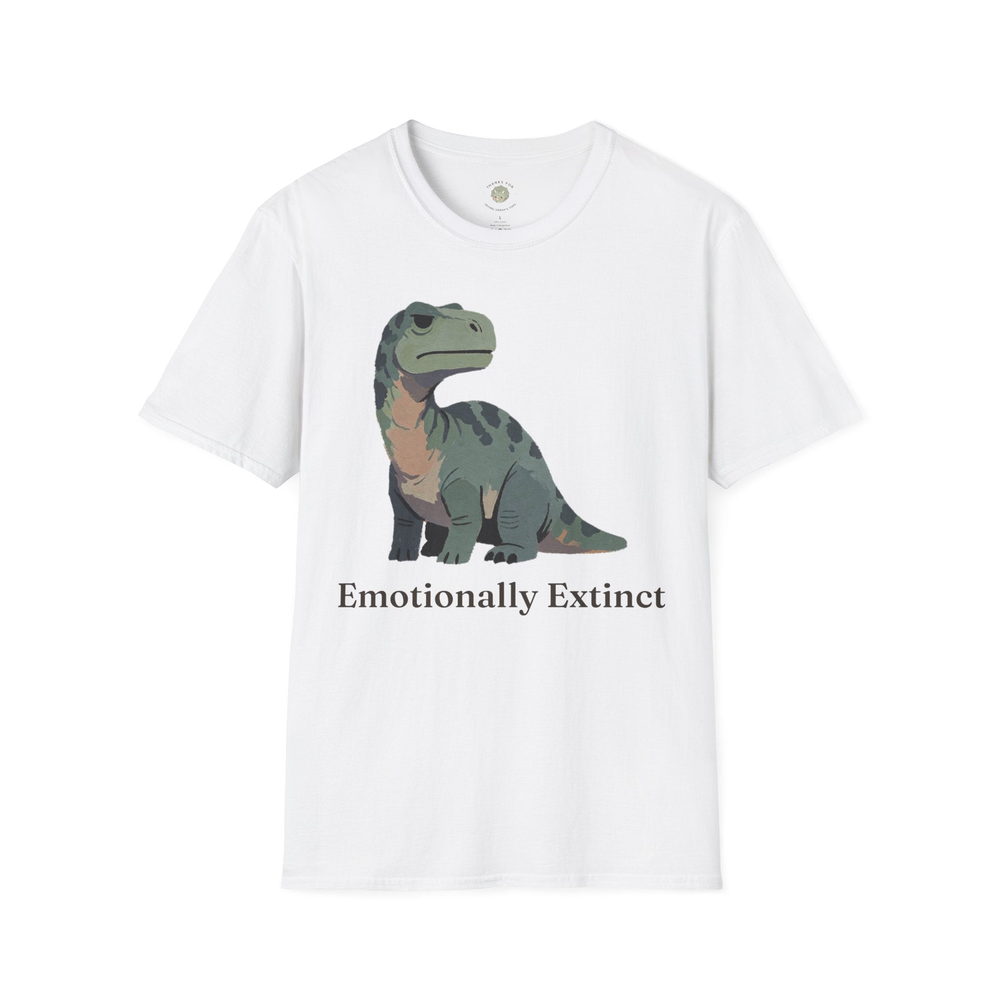 Emotionally Extinct T-Shirt — Funny Deadpan Dinosaur Graphic Tee