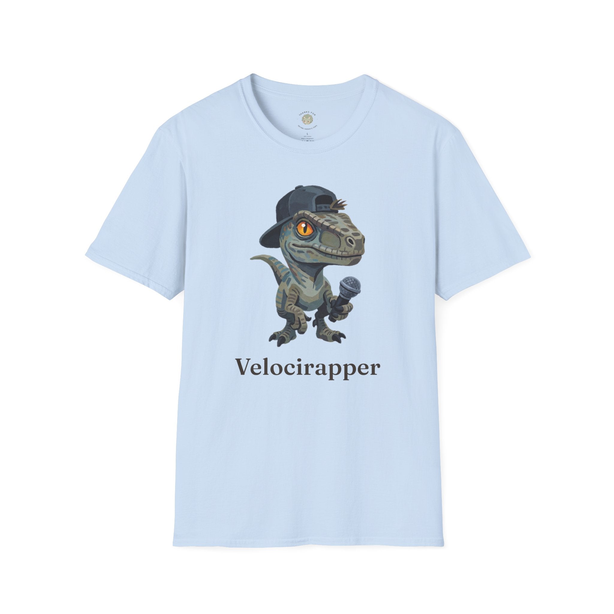 Velocirapper T-Shirt — Funny Rapper Raptor Dinosaur Graphic Tee