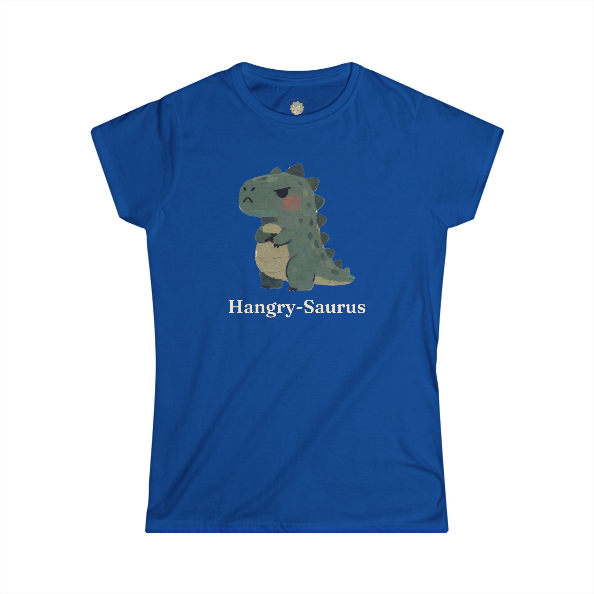 Women's Hangry-Saurus T-Shirt — Funny Hungry Grumpy Dinosaur Graphic Tee