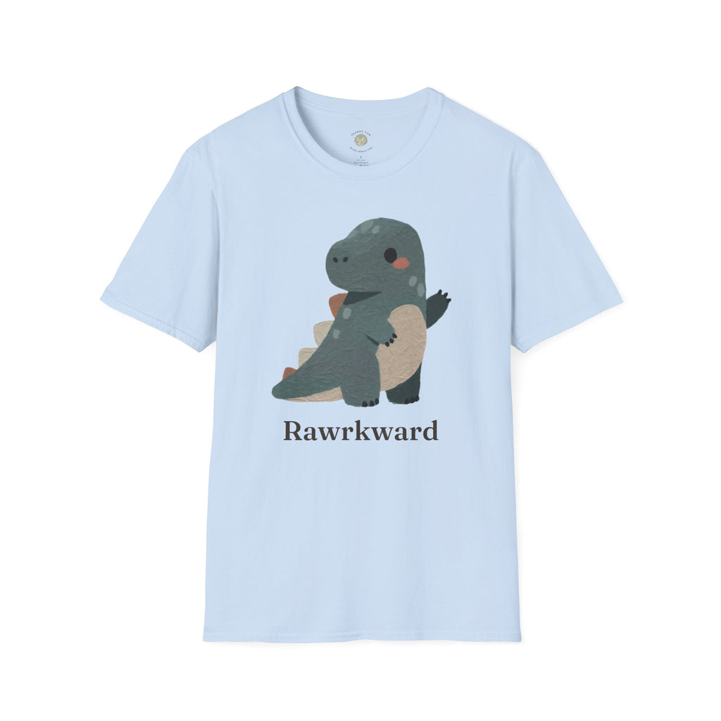 Rawrkward T-Shirt — Funny Awkward Shy Dinosaur Graphic Tee