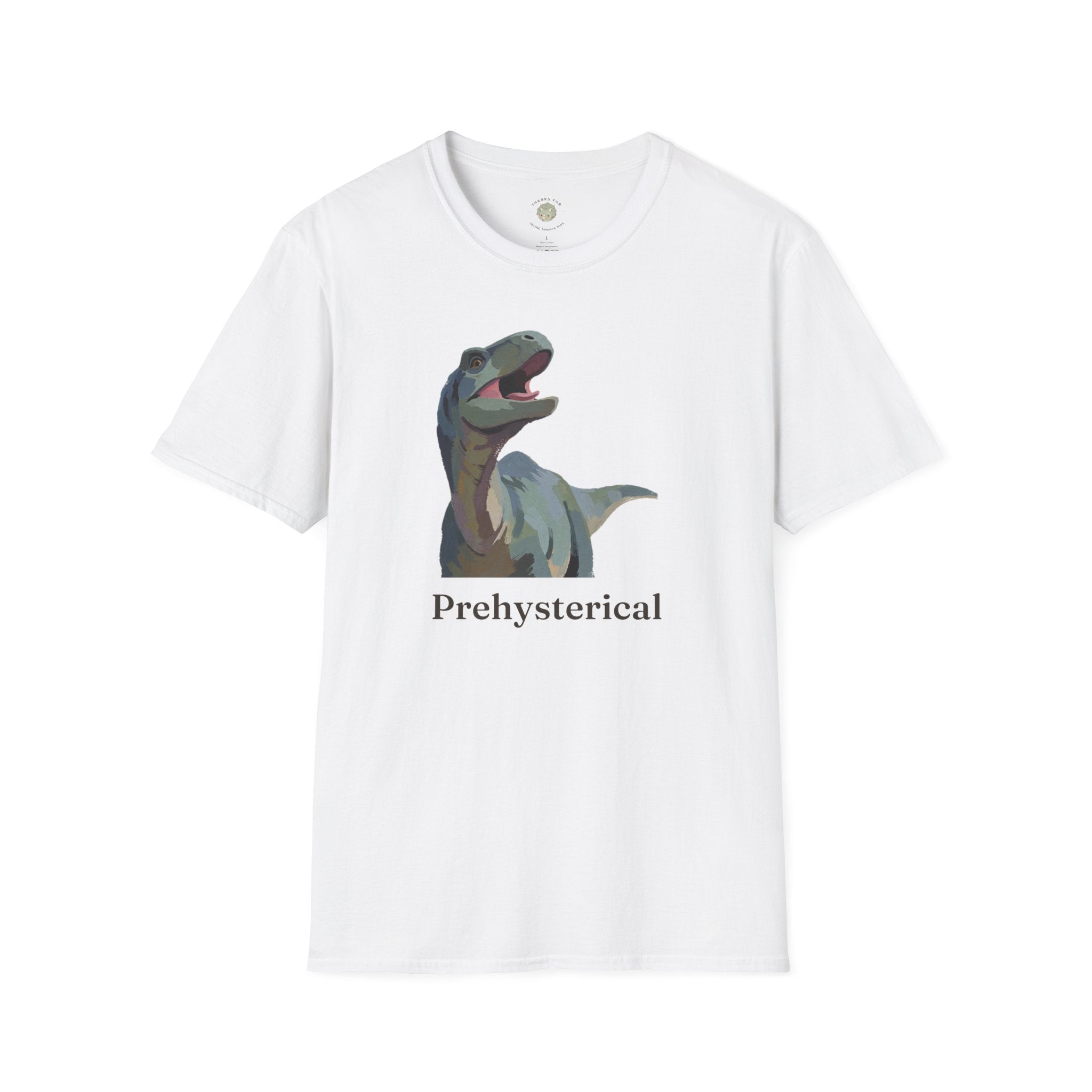 Prehysterical T-Shirt — Funny Laughing Dinosaur Pun Graphic Tee