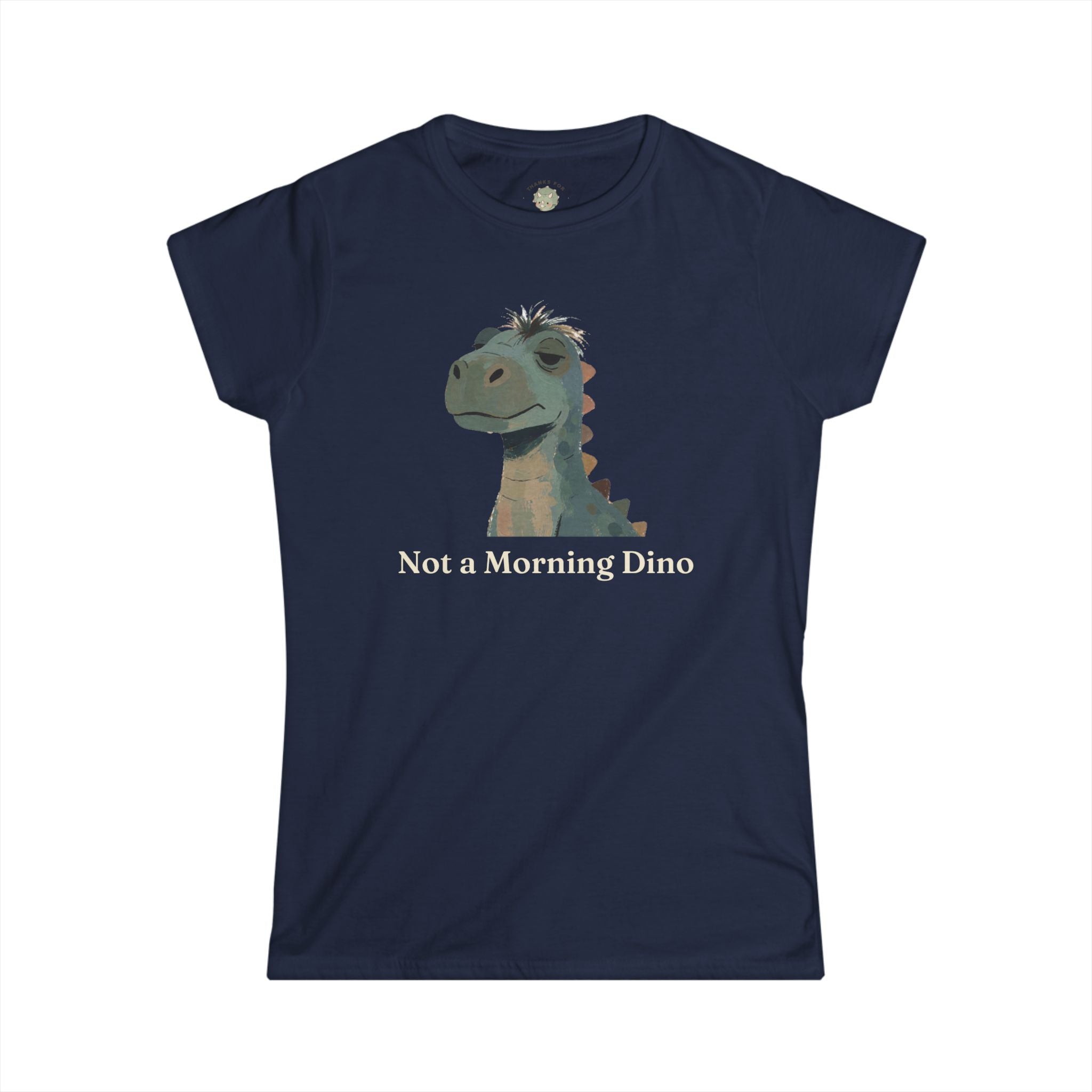 Women's Not a Morning Dino T-Shirt — Funny Sleepy Dinosaur Graphic Tee