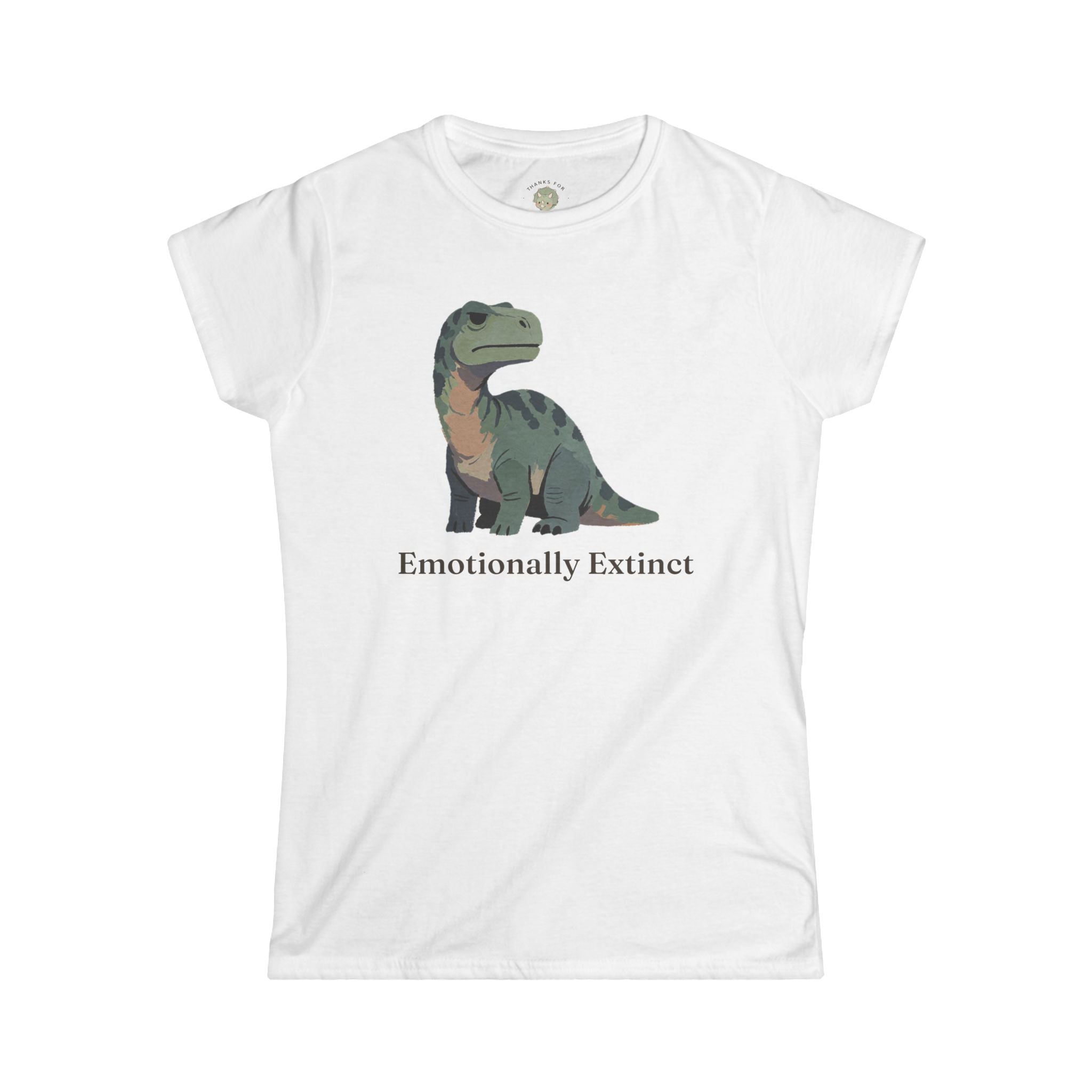 Women's Emotionally Extinct T-Shirt — Funny Deadpan Dinosaur Graphic Tee