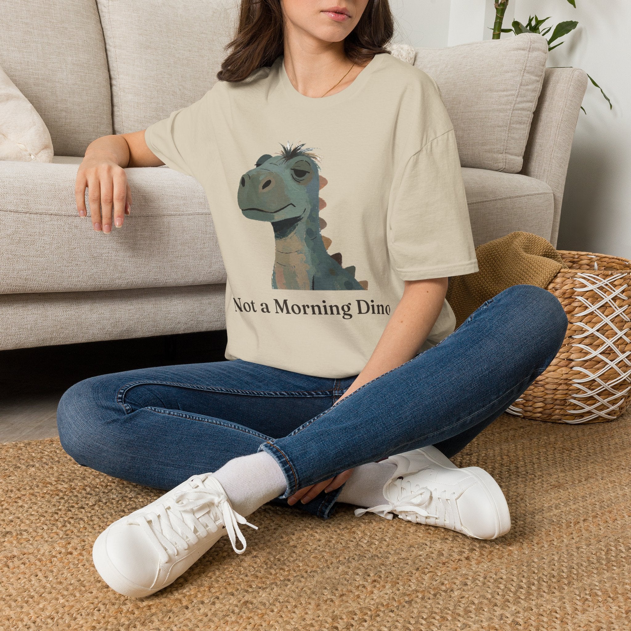 Not a Morning Dino T-Shirt — Funny Sleepy Dinosaur Graphic Tee