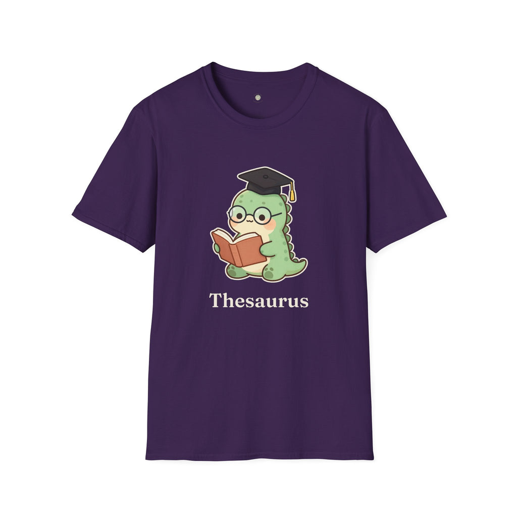 Thesaurus T-Shirt — Cute Word Nerd Dinosaur Grammar Pun Graphic Tee