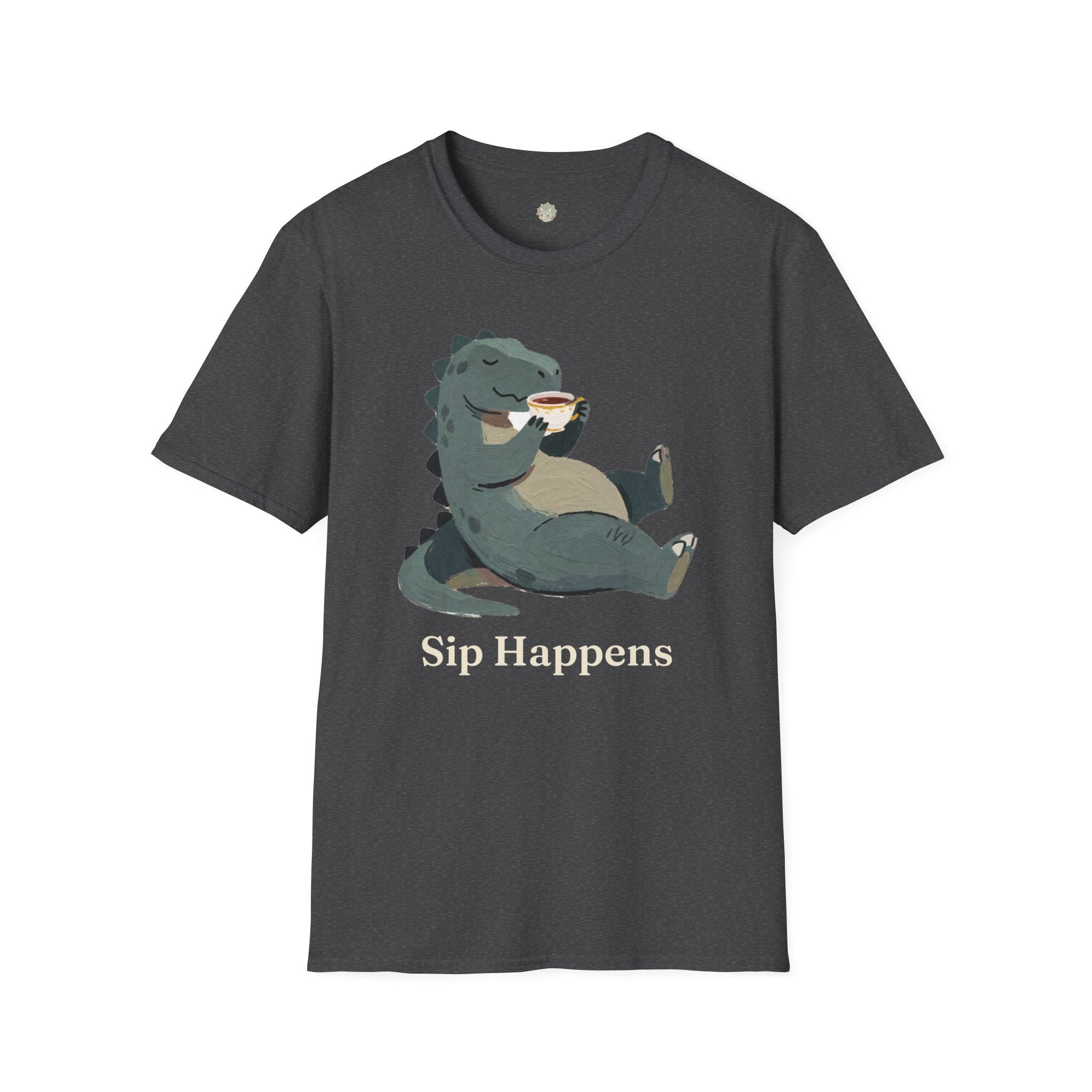 Sip Happens T-Shirt — Funny Dinosaur Coffee Tea Graphic Tee