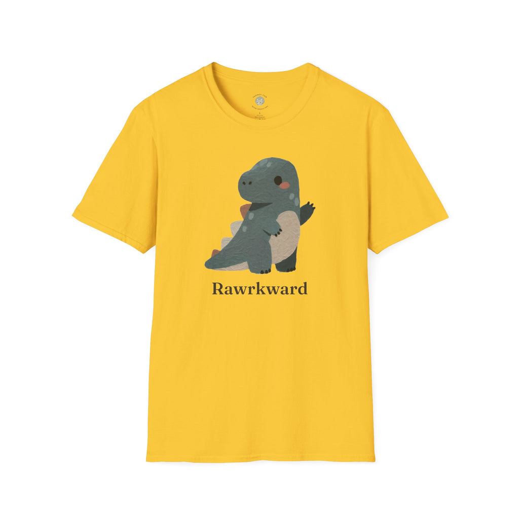 Rawrkward T-Shirt — Funny Awkward Shy Dinosaur Graphic Tee