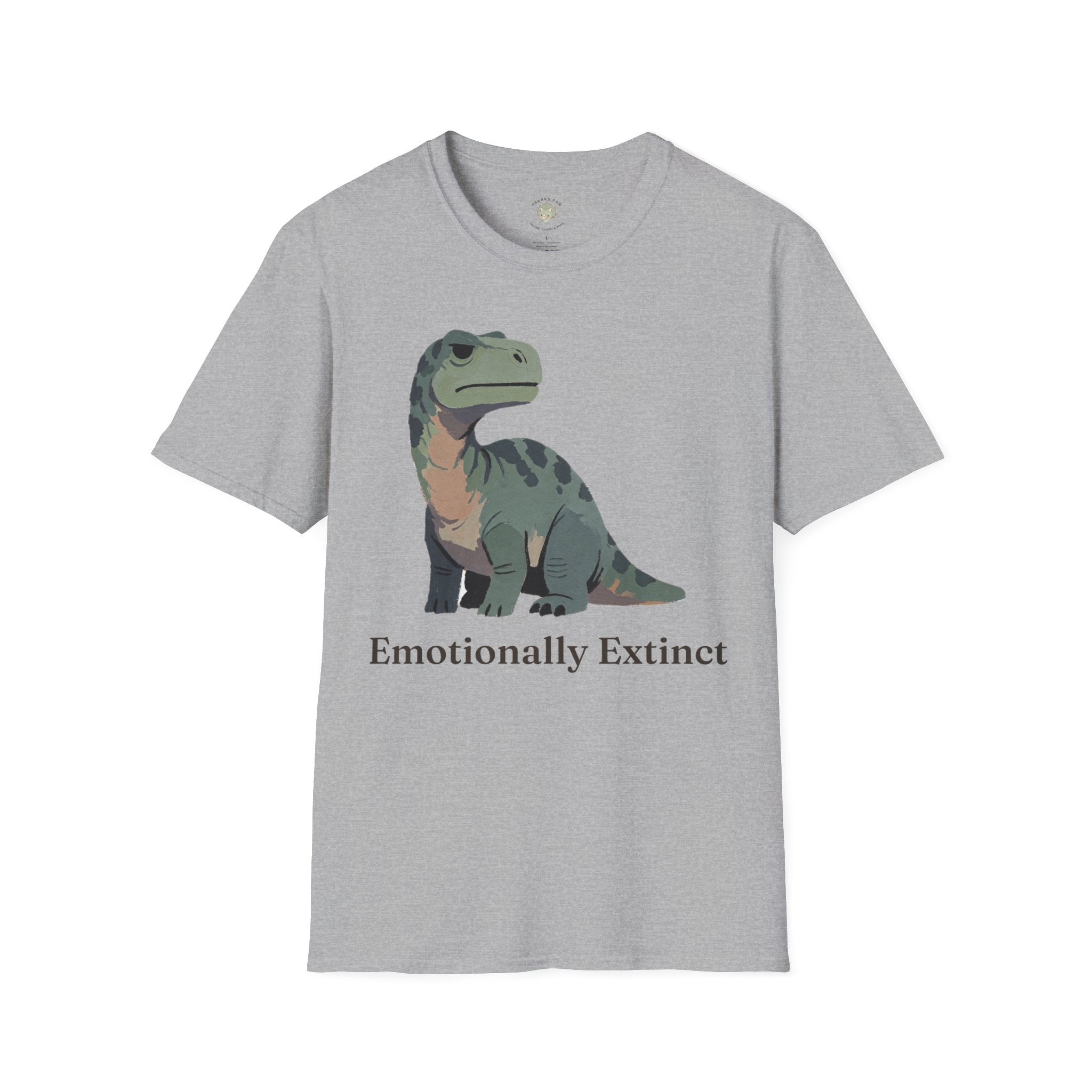 Emotionally Extinct T-Shirt — Funny Deadpan Dinosaur Graphic Tee