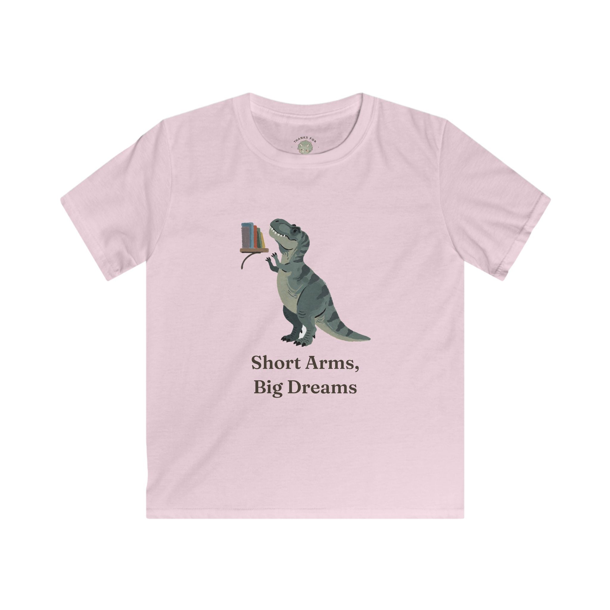 Kids Short Arms, Big Dreams T-Shirt — Funny Motivational T-Rex Graphic Tee