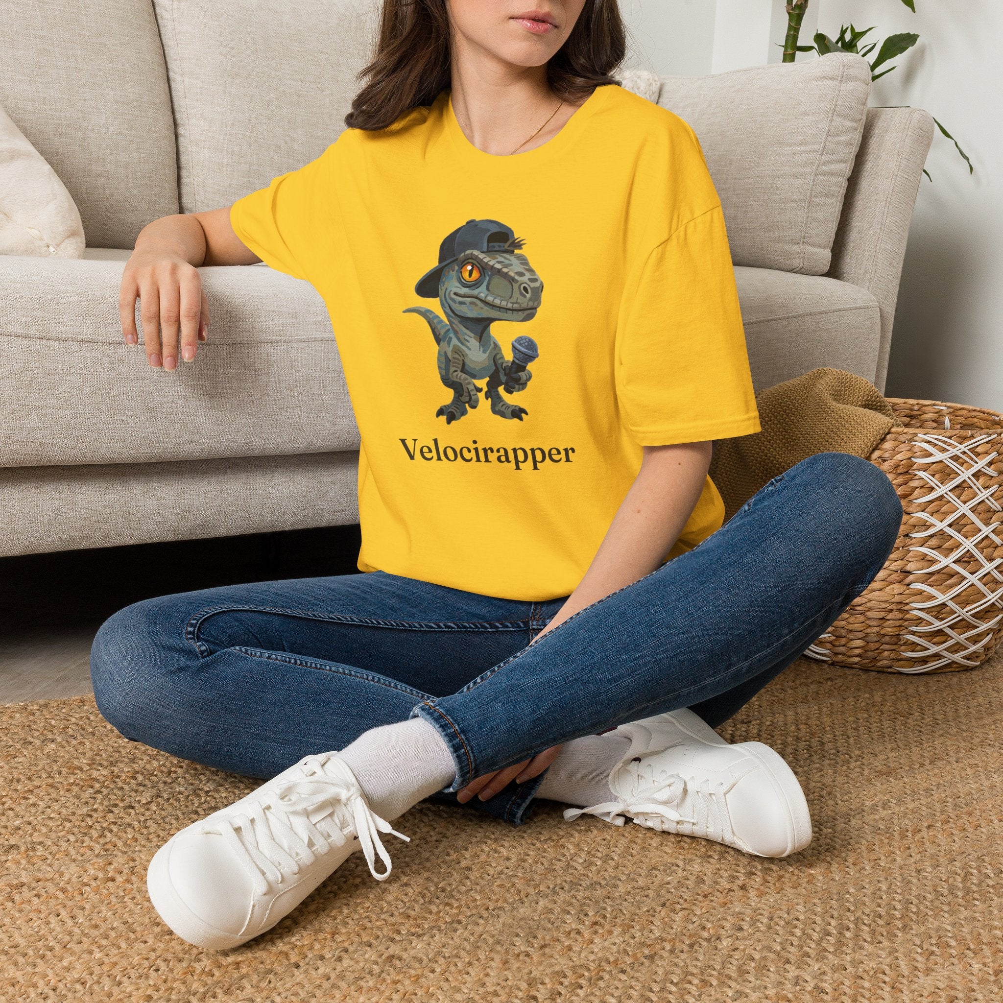 Velocirapper T-Shirt — Funny Rapper Raptor Dinosaur Graphic Tee