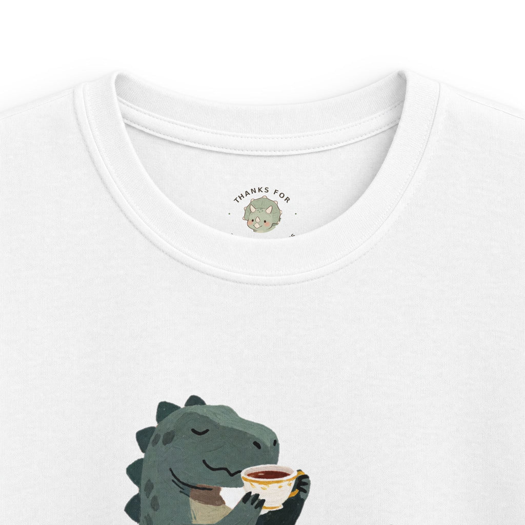 Kids Sip Happens T-Shirt — Funny Dinosaur Coffee Tea Graphic Tee