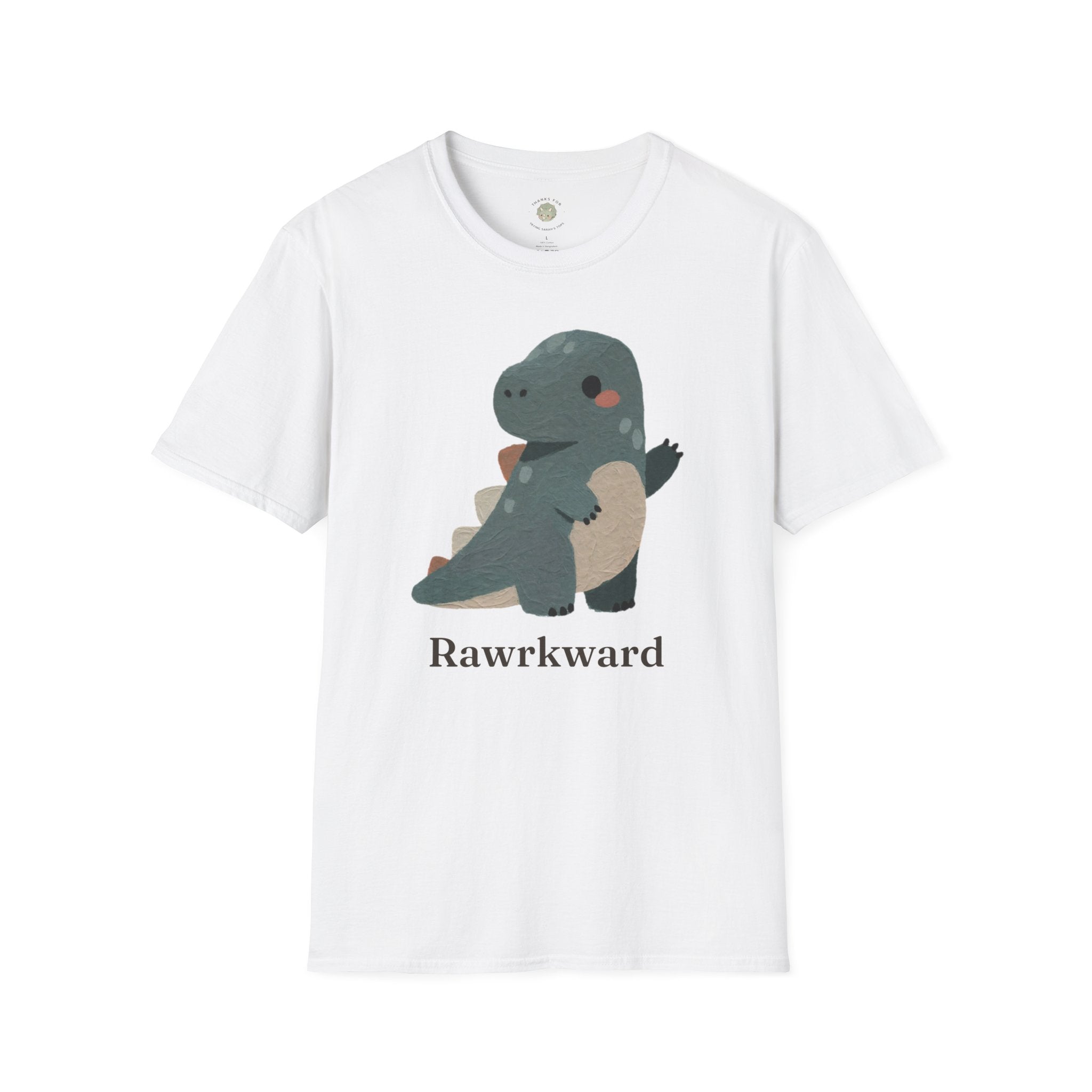 Rawrkward T-Shirt — Funny Awkward Shy Dinosaur Graphic Tee