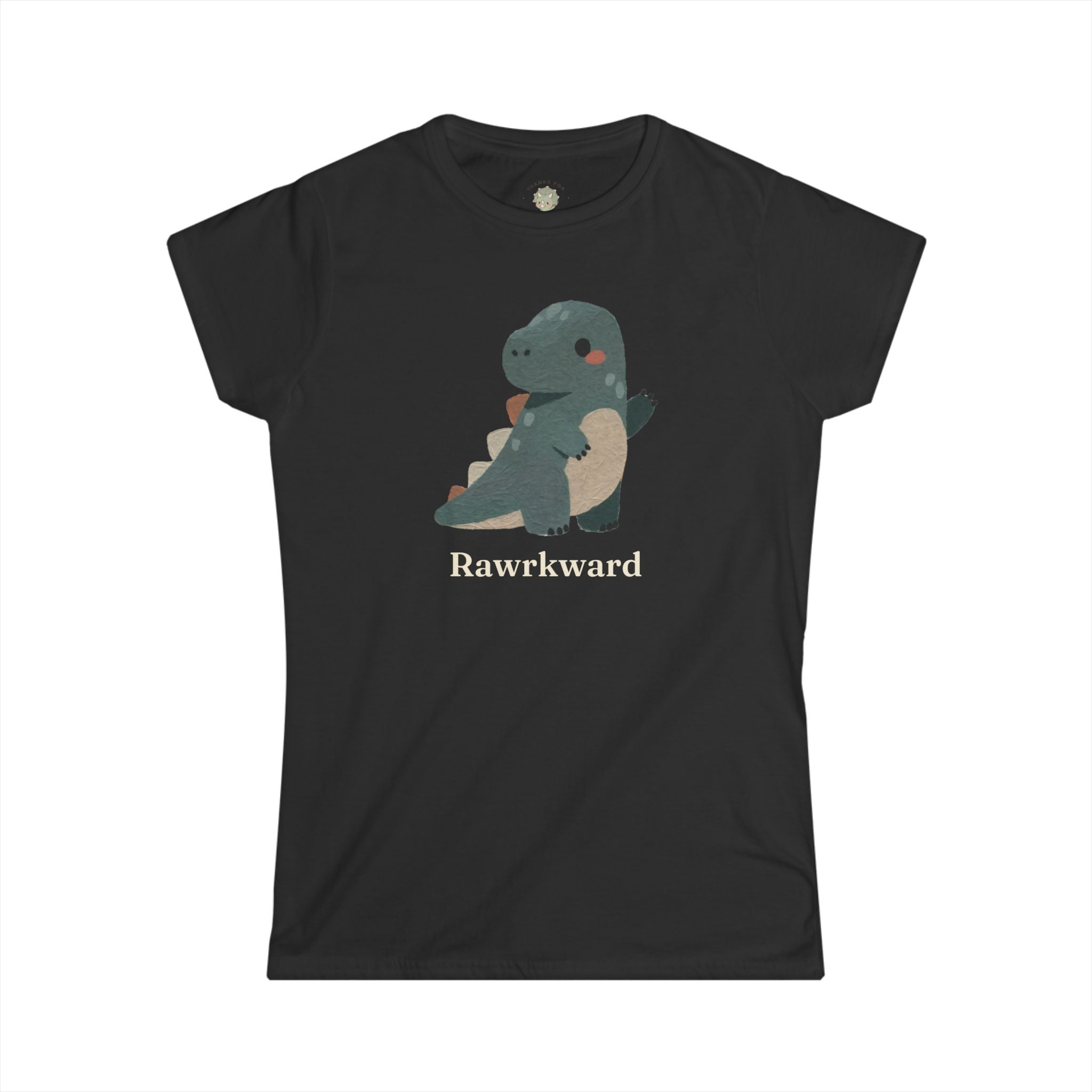 Women's Rawrkward T-Shirt — Funny Awkward Shy Dinosaur Graphic Tee