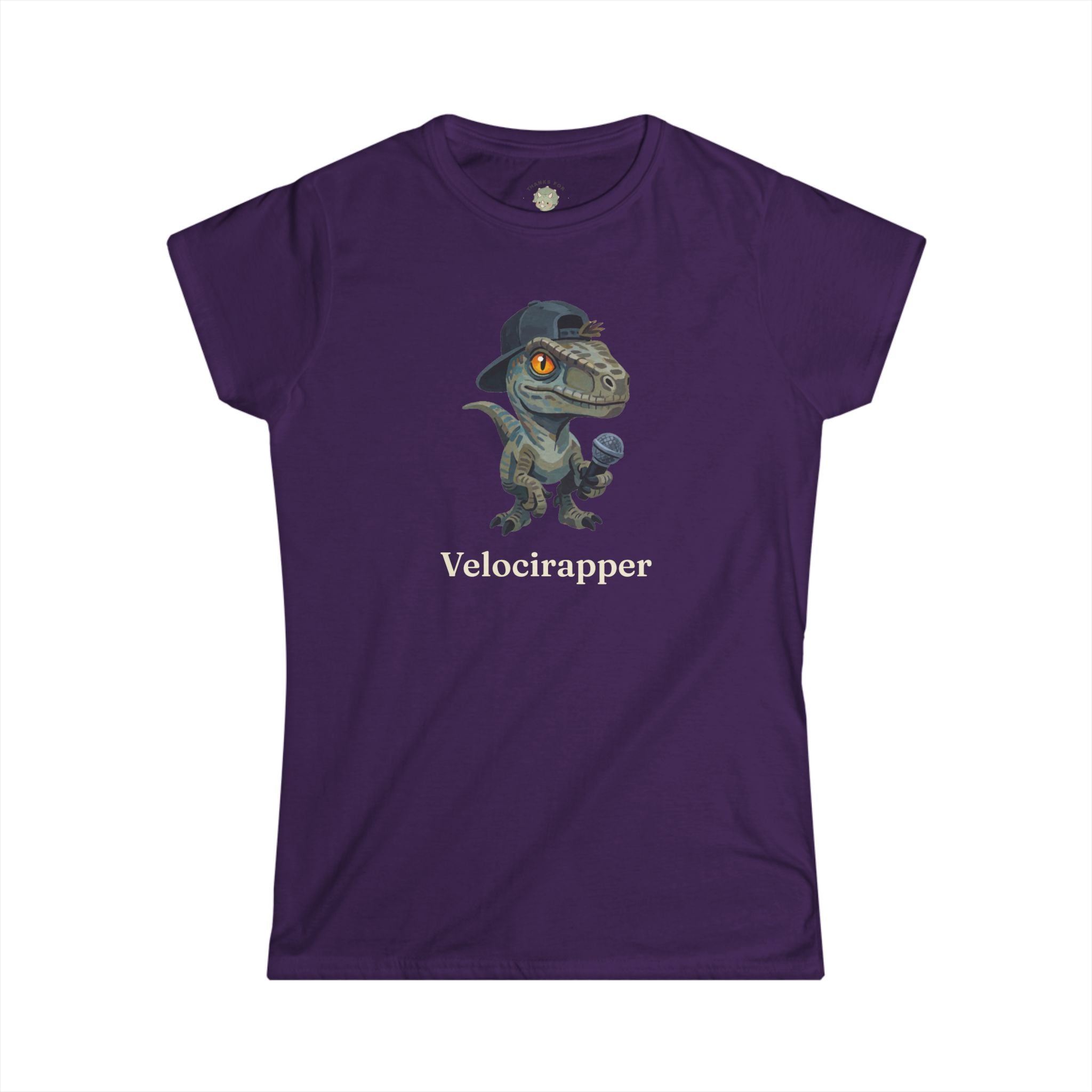 Women's Velocirapper T-Shirt — Funny Rapper Raptor Dinosaur Graphic Tee