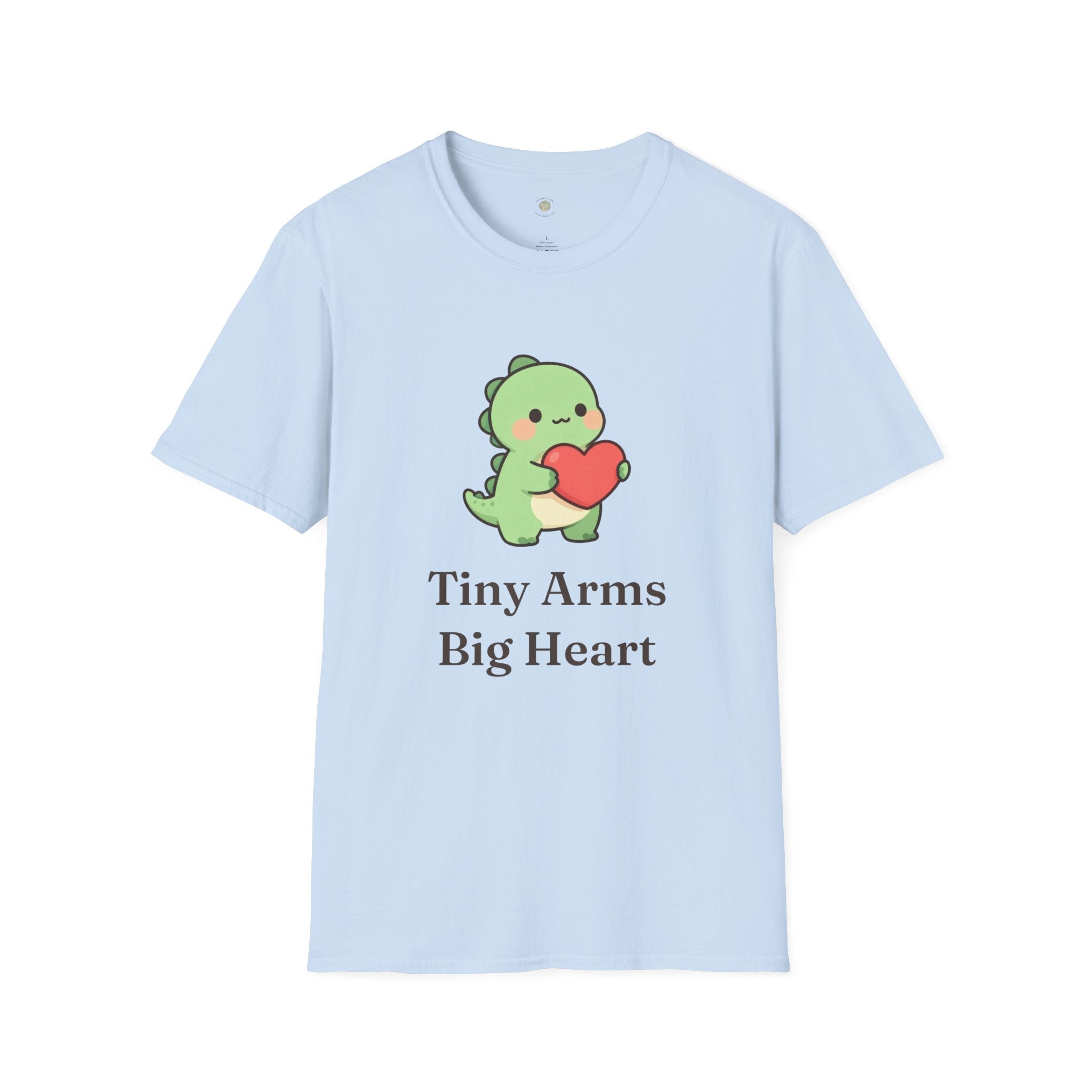 Tiny Arms, Big Heart Dino Tee — Kawaii T-Rex Heart Graphic T-Shirt