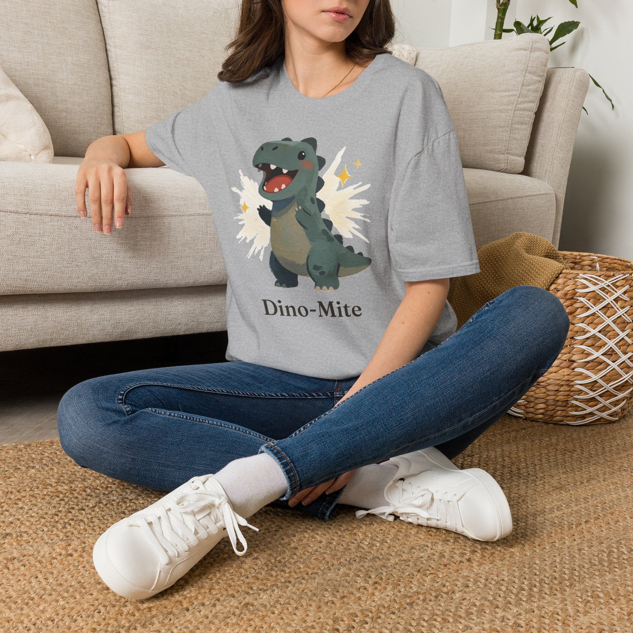 Dino-Mite T-Shirt — Cute Cheerful Dinosaur Pun Graphic Tee