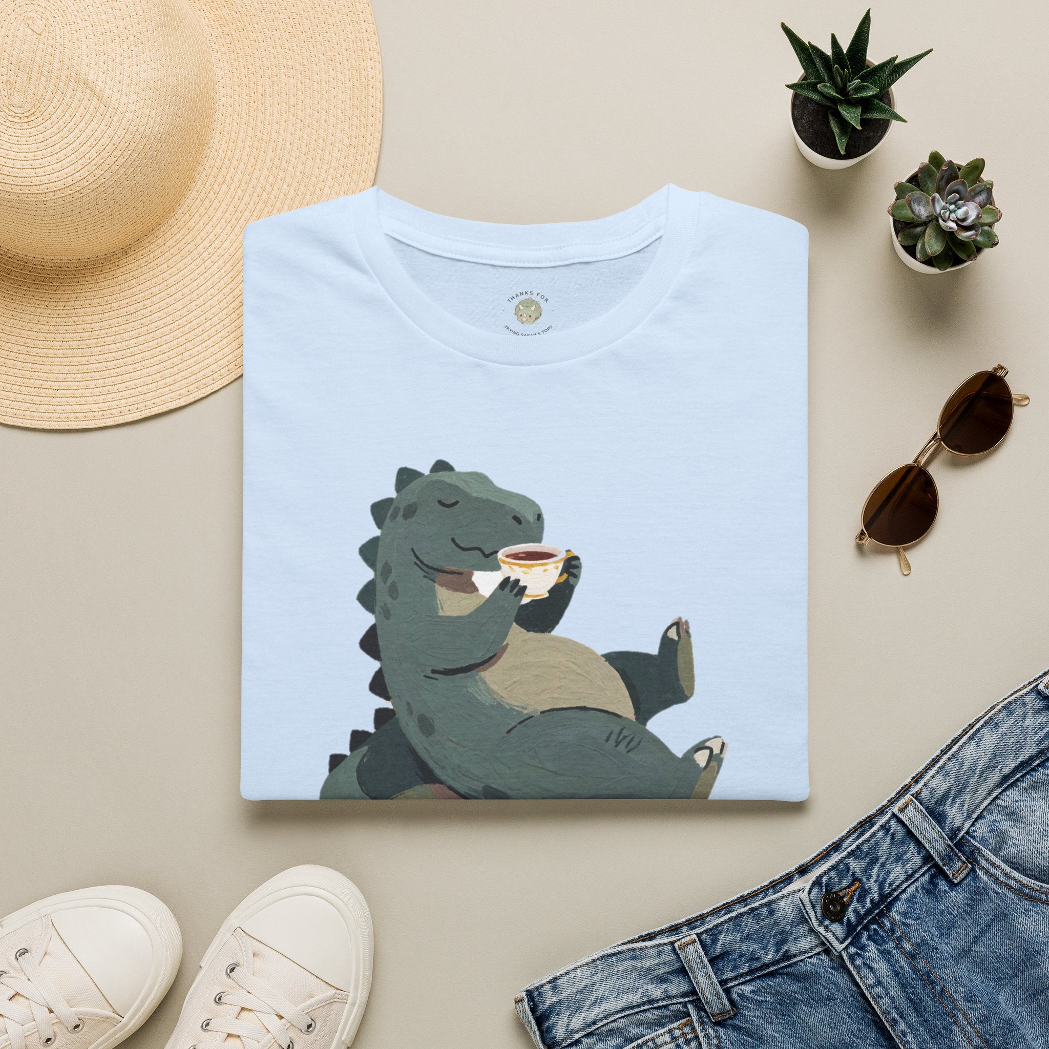 Sip Happens T-Shirt — Funny Dinosaur Coffee Tea Graphic Tee