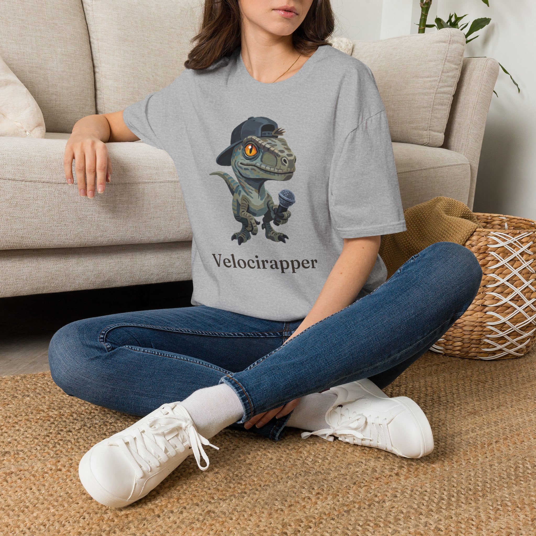Velocirapper T-Shirt — Funny Rapper Raptor Dinosaur Graphic Tee