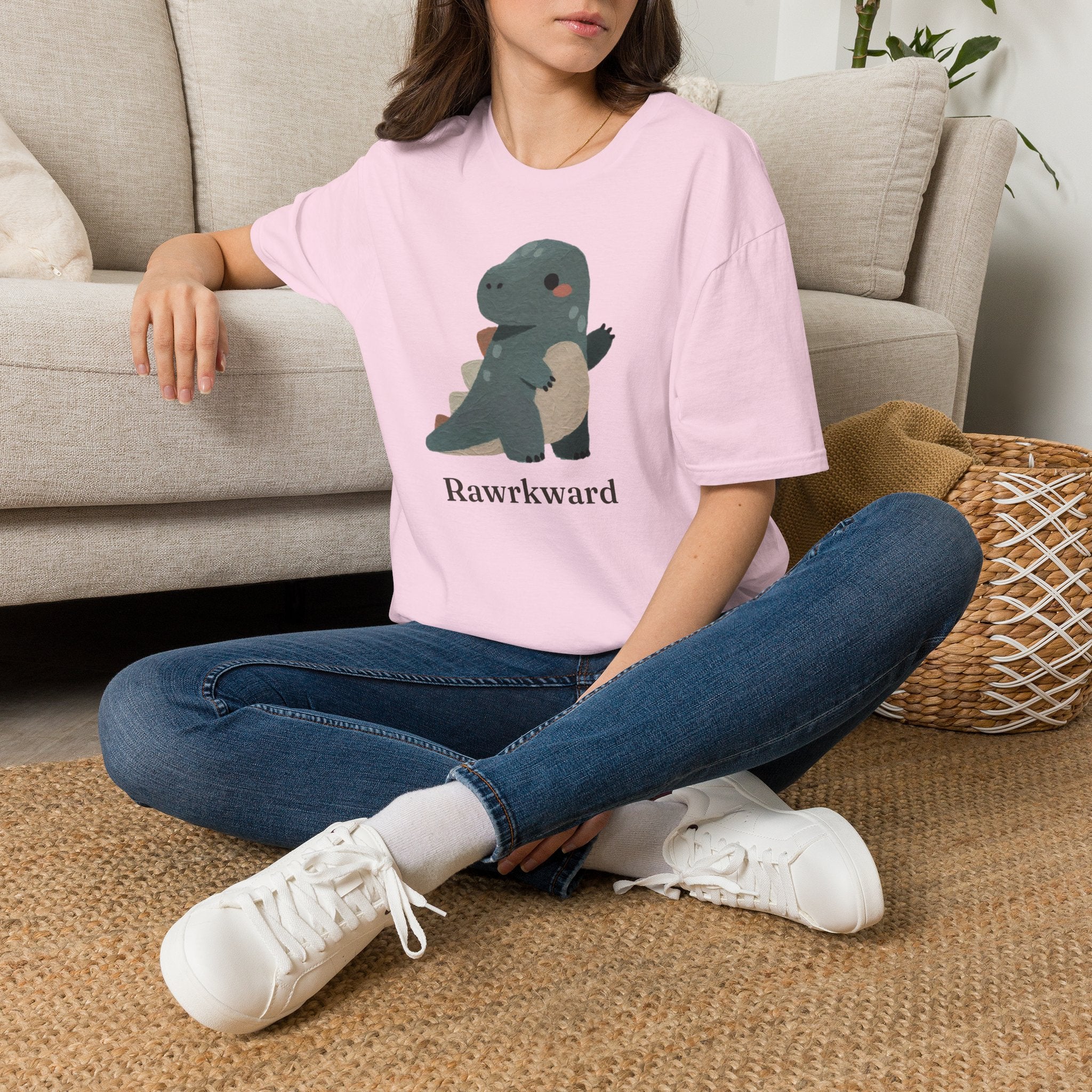 Rawrkward T-Shirt — Funny Awkward Shy Dinosaur Graphic Tee