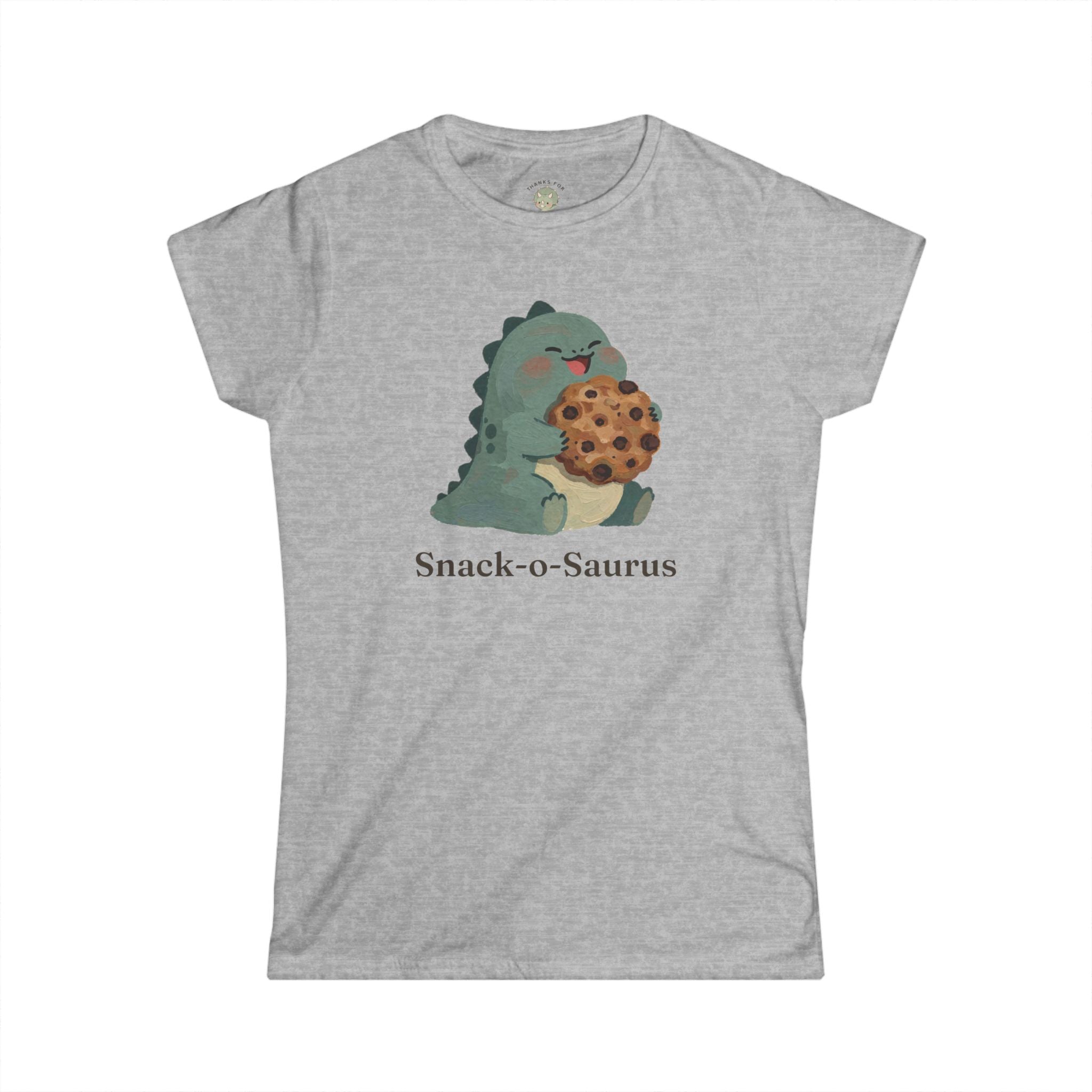 Women's Snack-o-Saurus T-Shirt — Cute Cookie Dinosaur Snack Graphic Tee