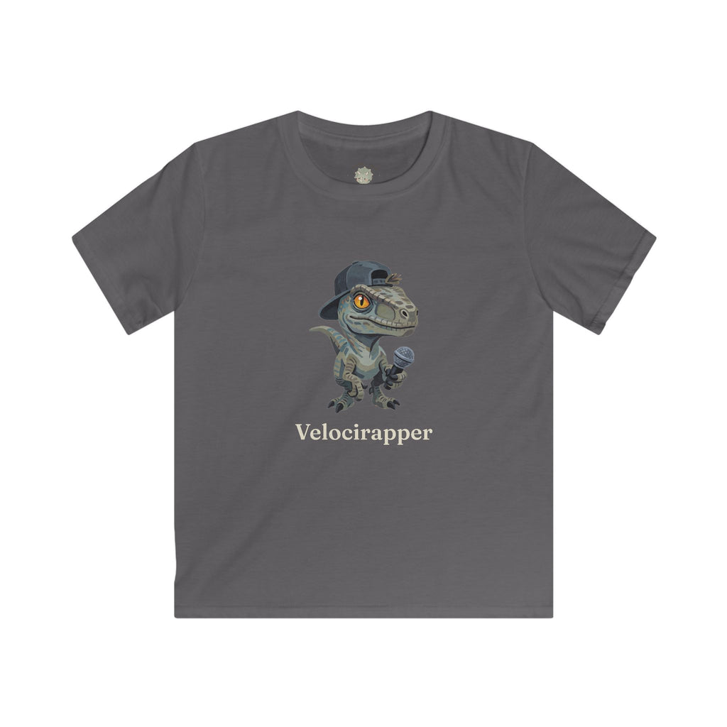 Kids Velocirapper T-Shirt — Funny Rapper Raptor Dinosaur Graphic Tee