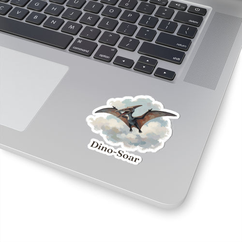 Dino-Soar Sticker — Cute Flying Pterodactyl Pun Vinyl Sticker