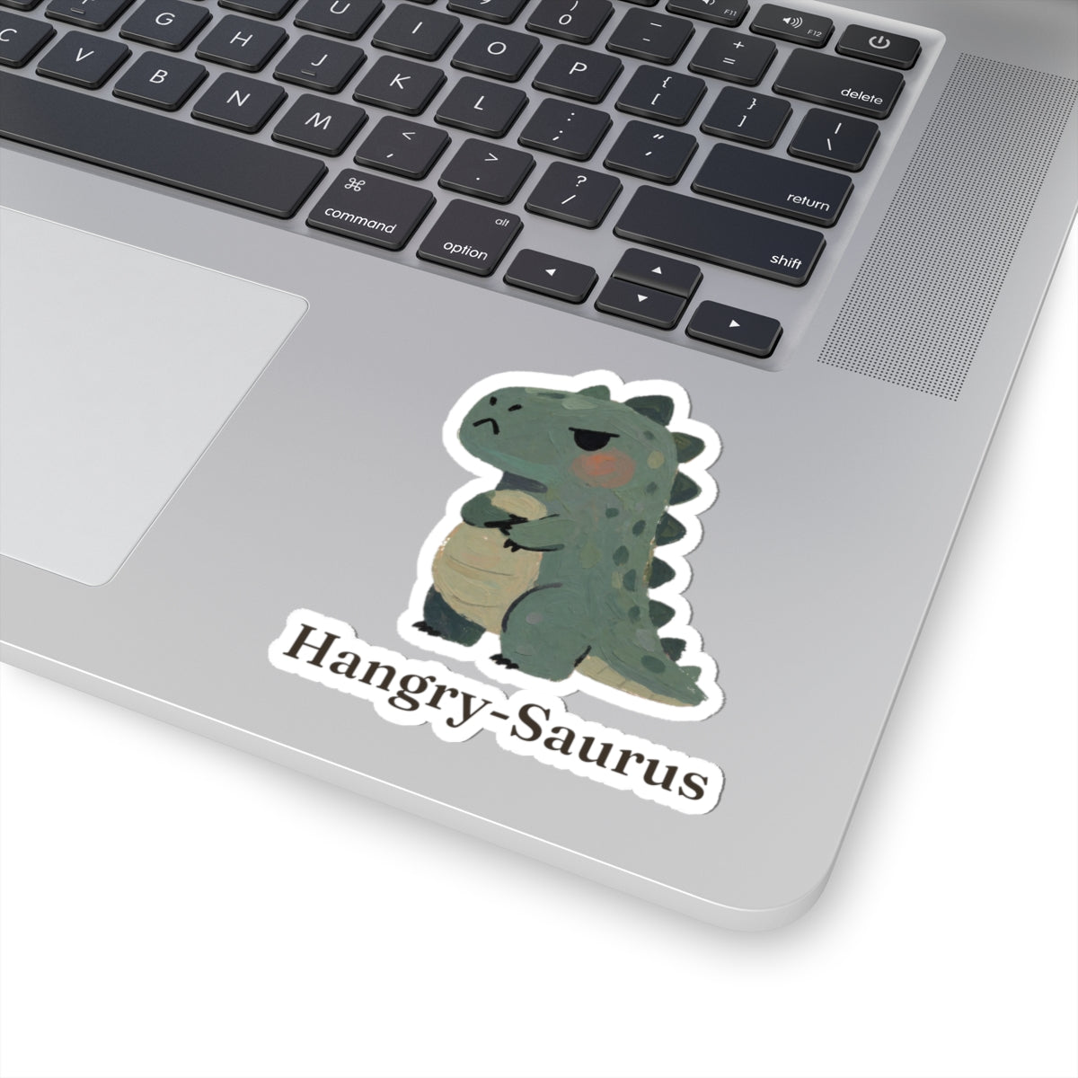 Hangry-Saurus Sticker — Funny Hungry Grumpy Dinosaur Vinyl Sticker