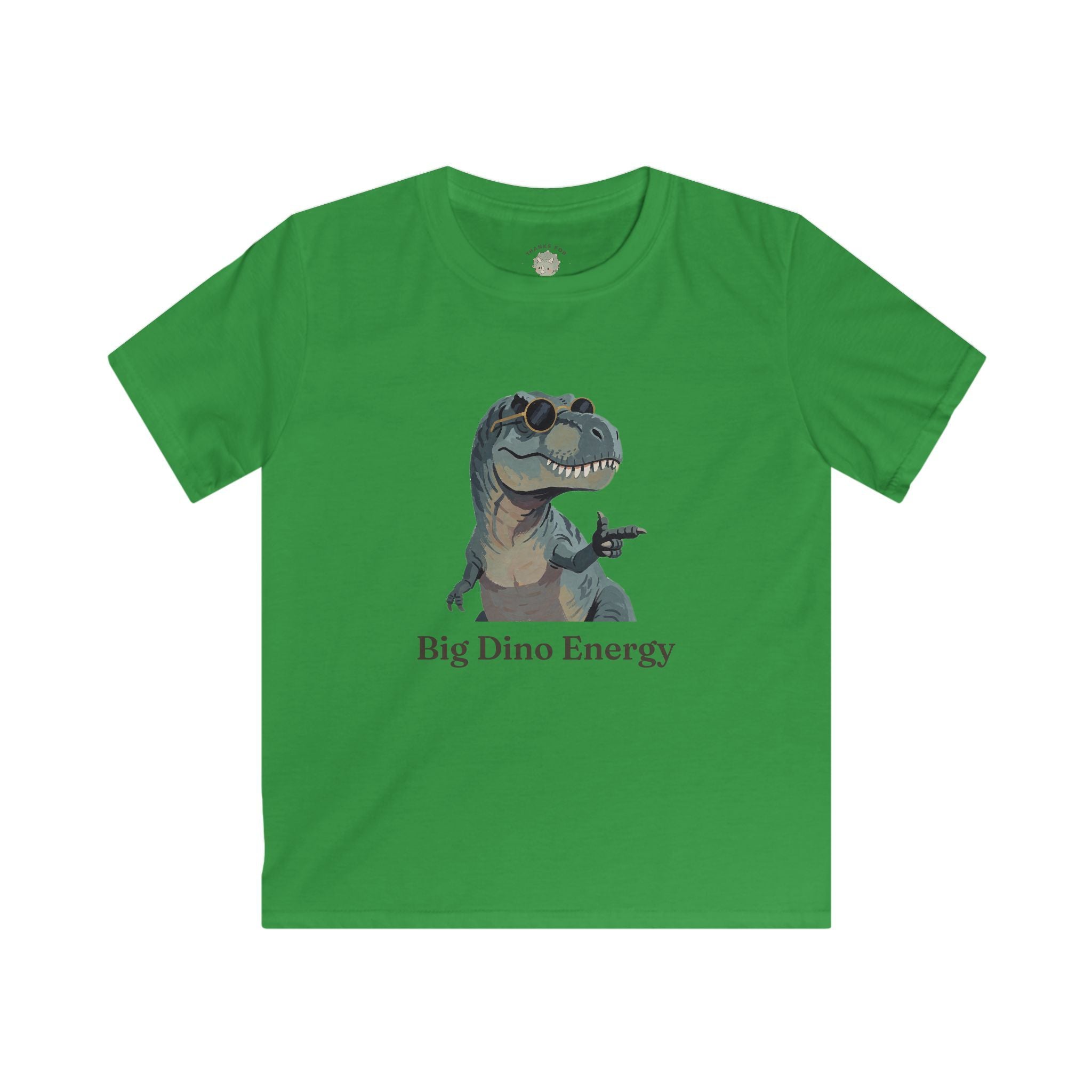 Kids Big Dino Energy T-Shirt — Funny Confident Cool Dinosaur Graphic Tee