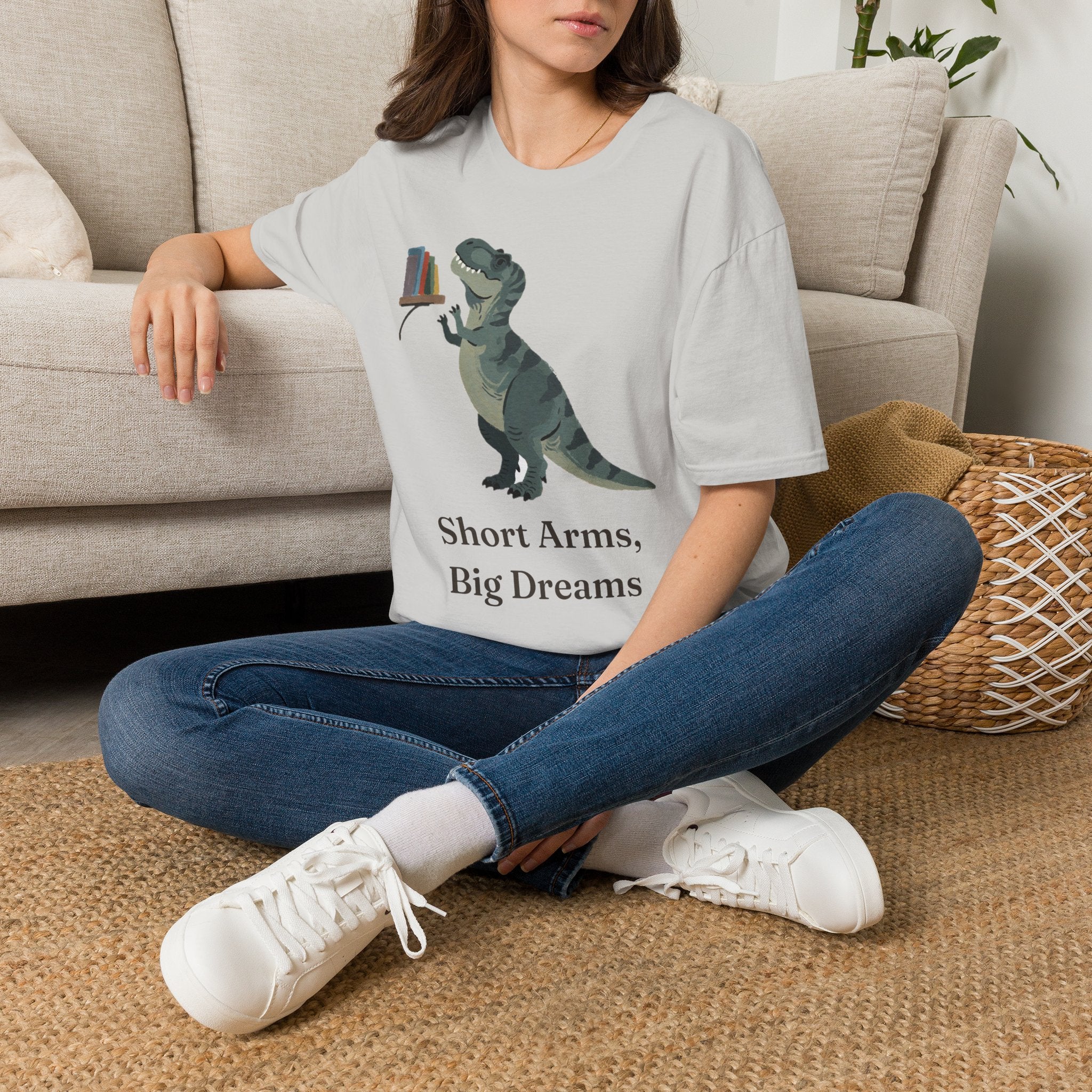 Short Arms, Big Dreams T-Shirt — Funny Motivational T-Rex Graphic Tee