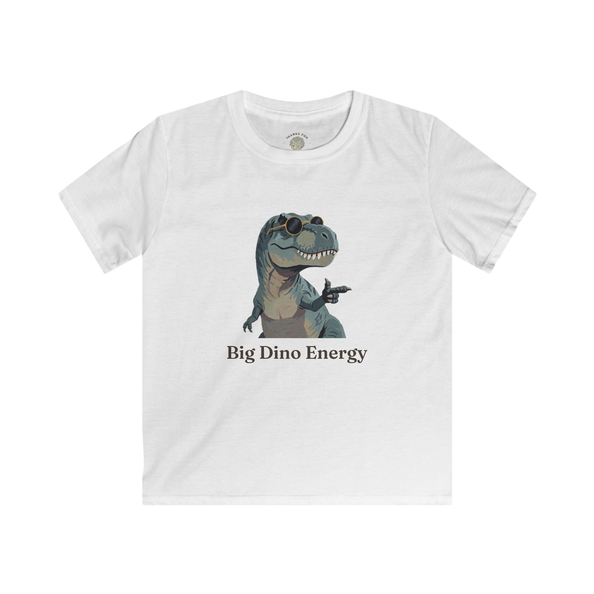 Kids Big Dino Energy T-Shirt — Funny Confident Cool Dinosaur Graphic Tee