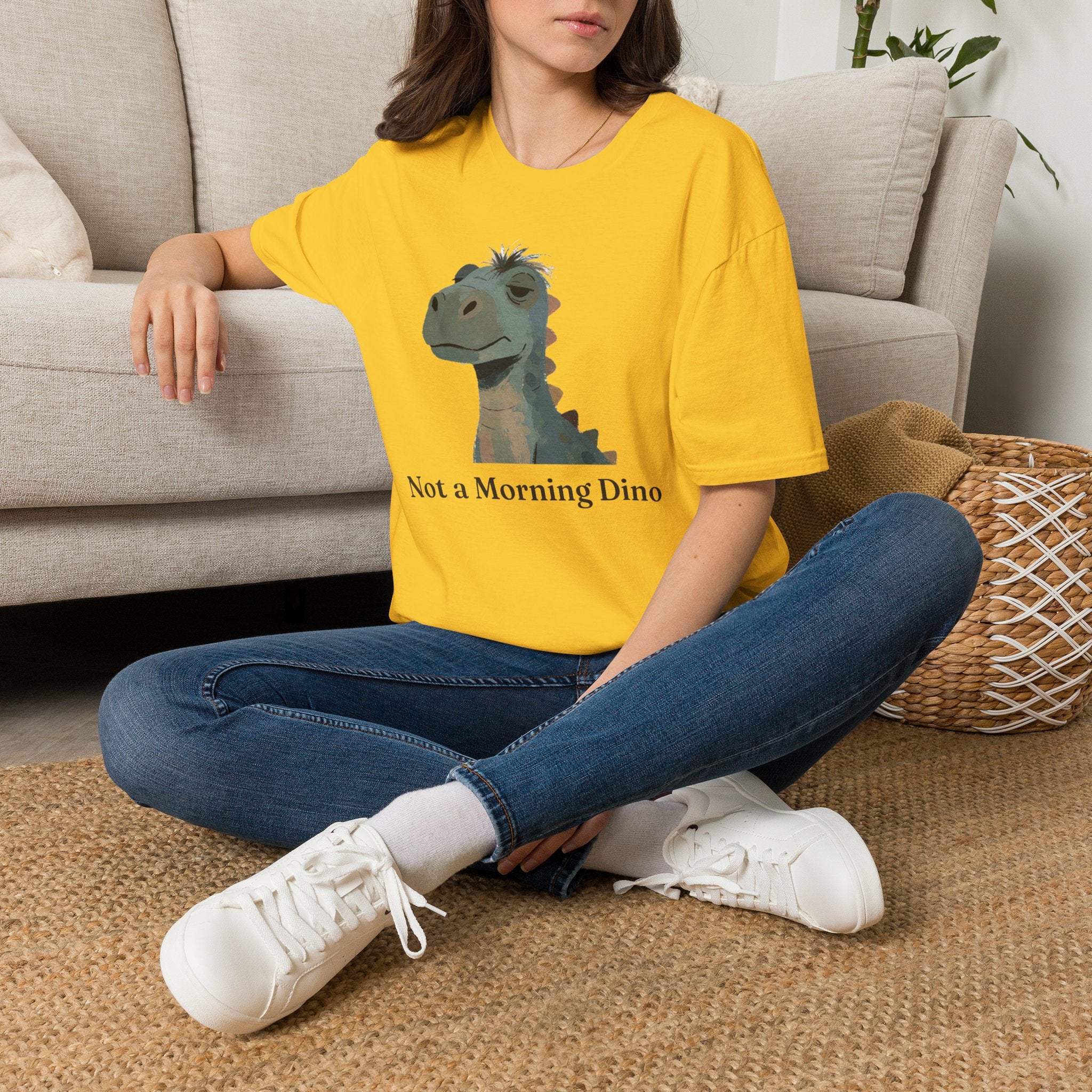 Not a Morning Dino T-Shirt — Funny Sleepy Dinosaur Graphic Tee