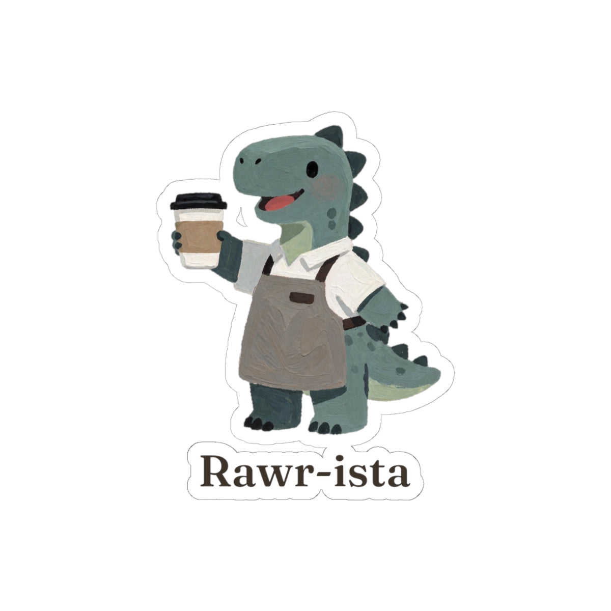 Rawr-ista Sticker — Funny Coffee Dinosaur Barista Vinyl Sticker