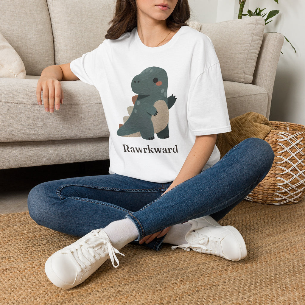 Rawrkward T-Shirt — Funny Awkward Shy Dinosaur Graphic Tee