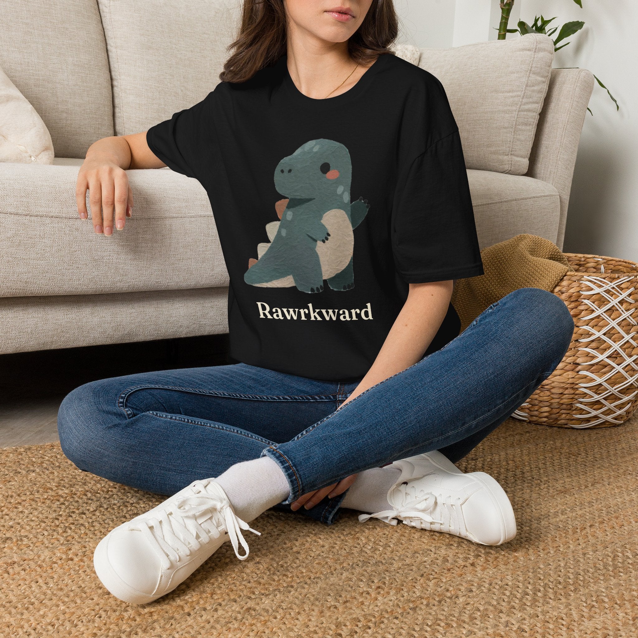 Rawrkward T-Shirt — Funny Awkward Shy Dinosaur Graphic Tee