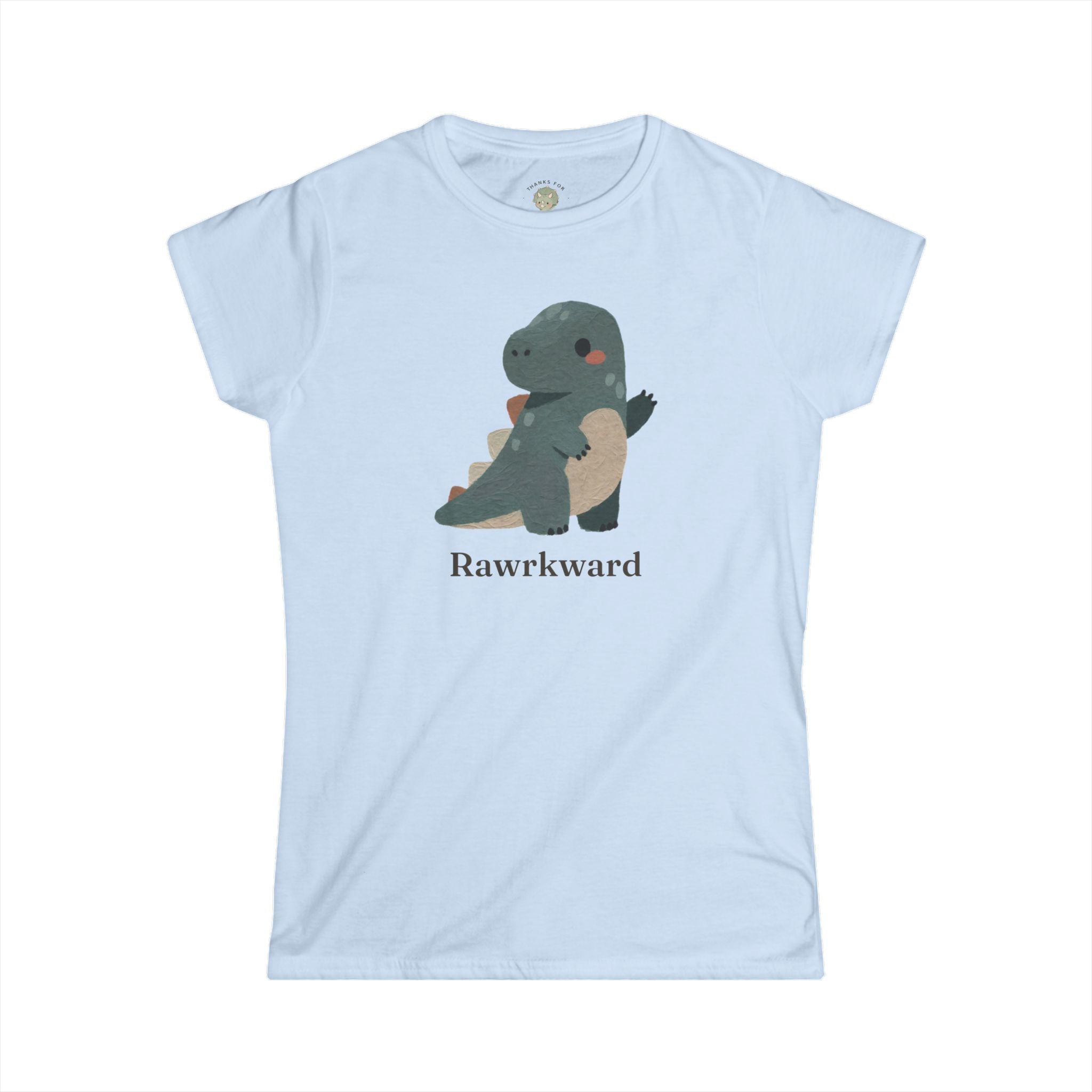 Women's Rawrkward T-Shirt — Funny Awkward Shy Dinosaur Graphic Tee