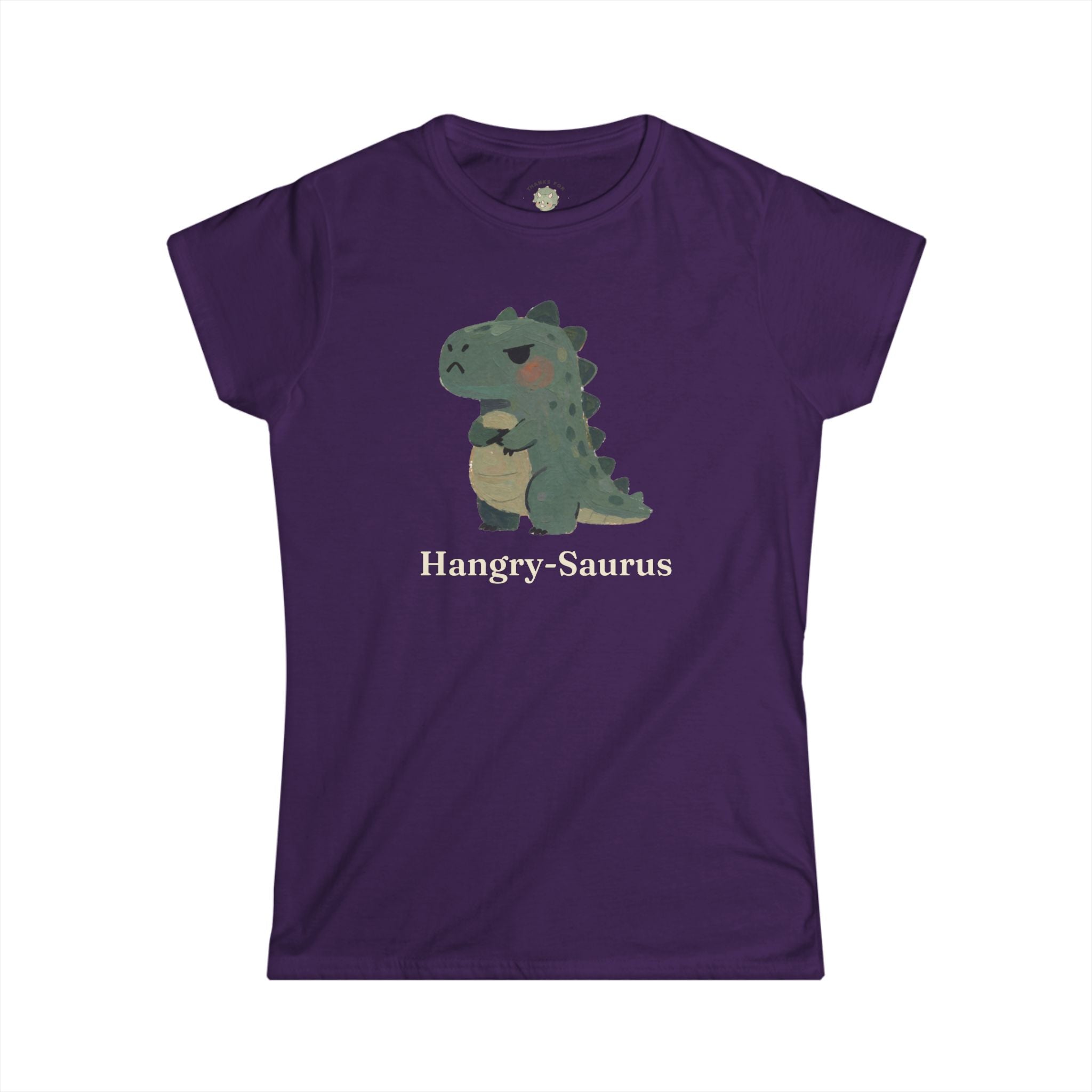Women's Hangry-Saurus T-Shirt — Funny Hungry Grumpy Dinosaur Graphic Tee