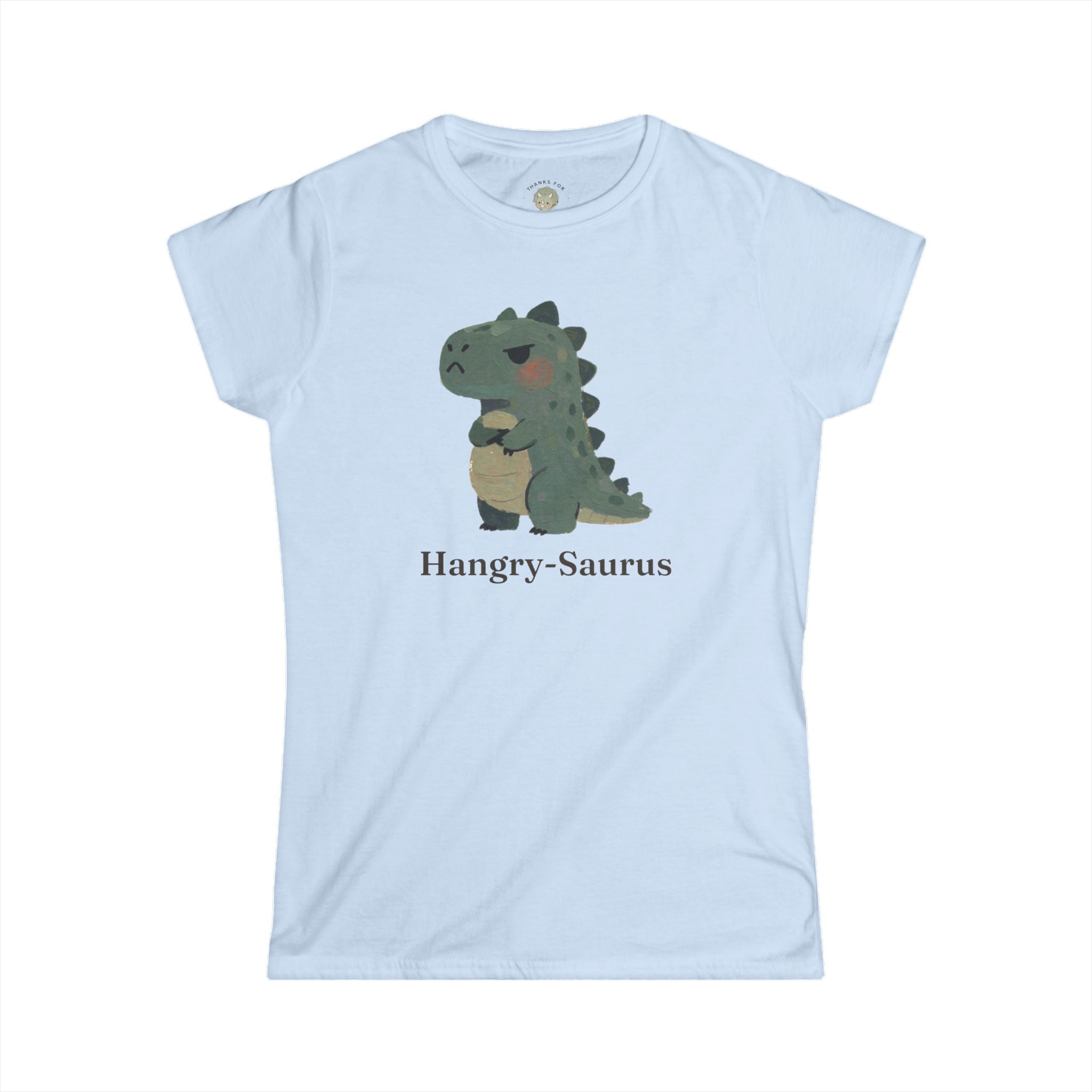 Women's Hangry-Saurus T-Shirt — Funny Hungry Grumpy Dinosaur Graphic Tee