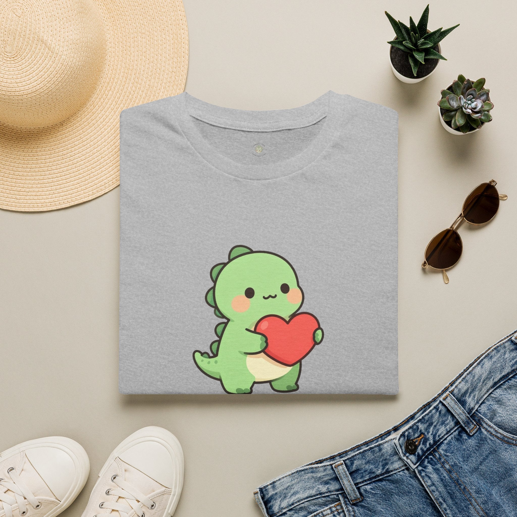 Tiny Arms, Big Heart Dino Tee — Kawaii T-Rex Heart Graphic T-Shirt