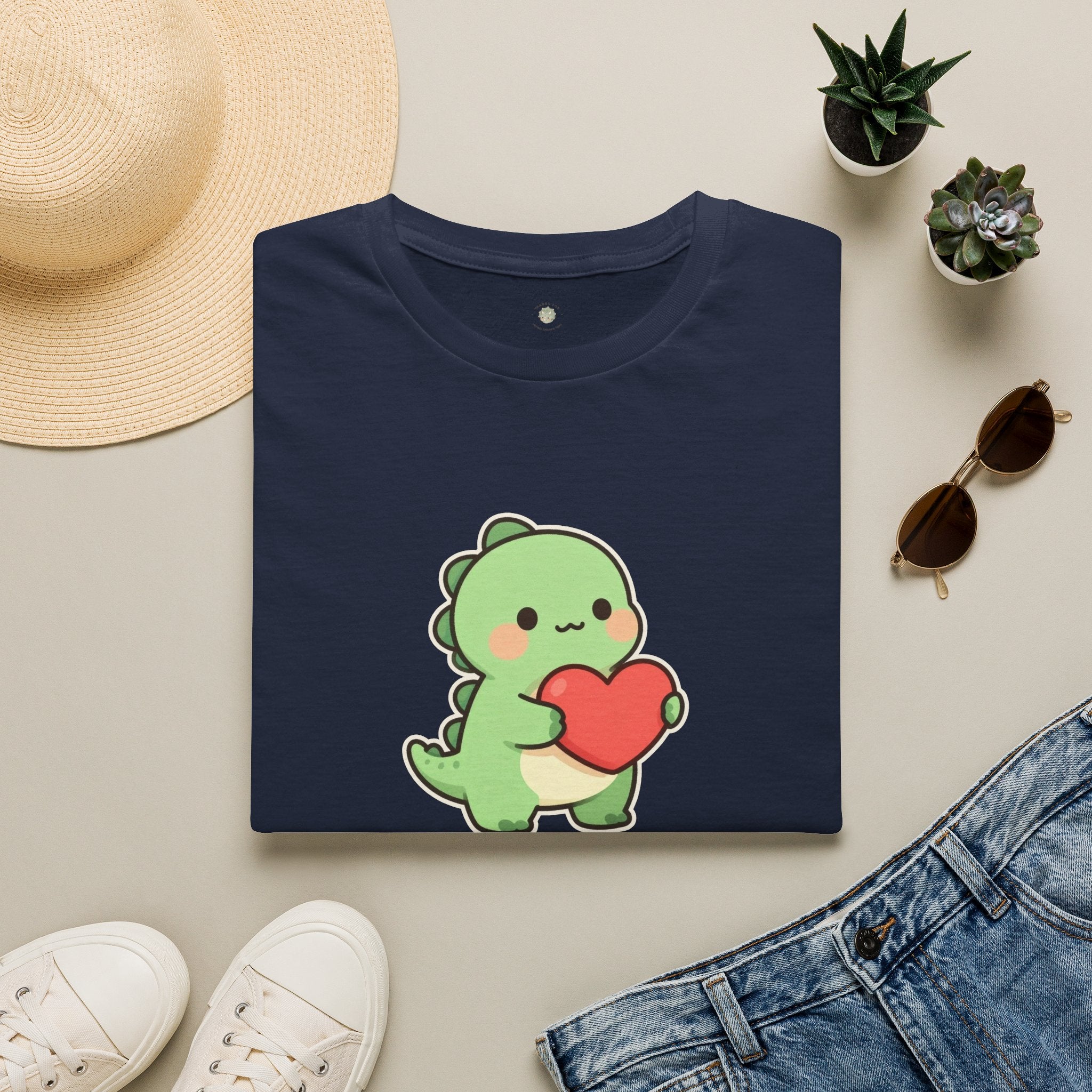 Tiny Arms, Big Heart Dino Tee — Kawaii T-Rex Heart Graphic T-Shirt
